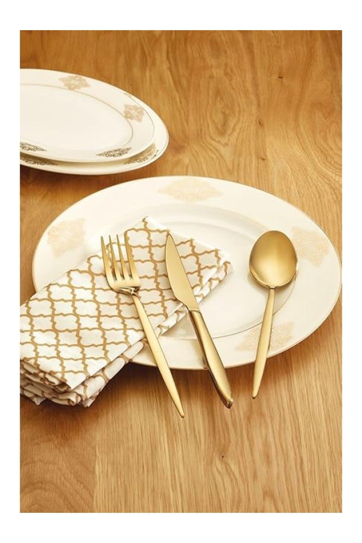 ShopZum Emsan Ay Işığı 18 Parça Mat Gold 6 Kişilik Çatal Kaşık Bıçak Seti