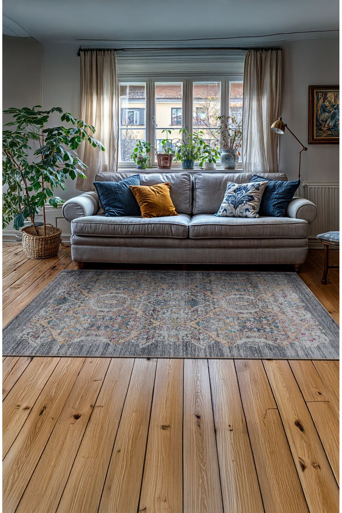 BigArts Home Makinede Yıkanabilir Kaymaz Taban Leke Tutmaz Çiçekli Salon Halısı Mutfak Halısı ve Yolluk