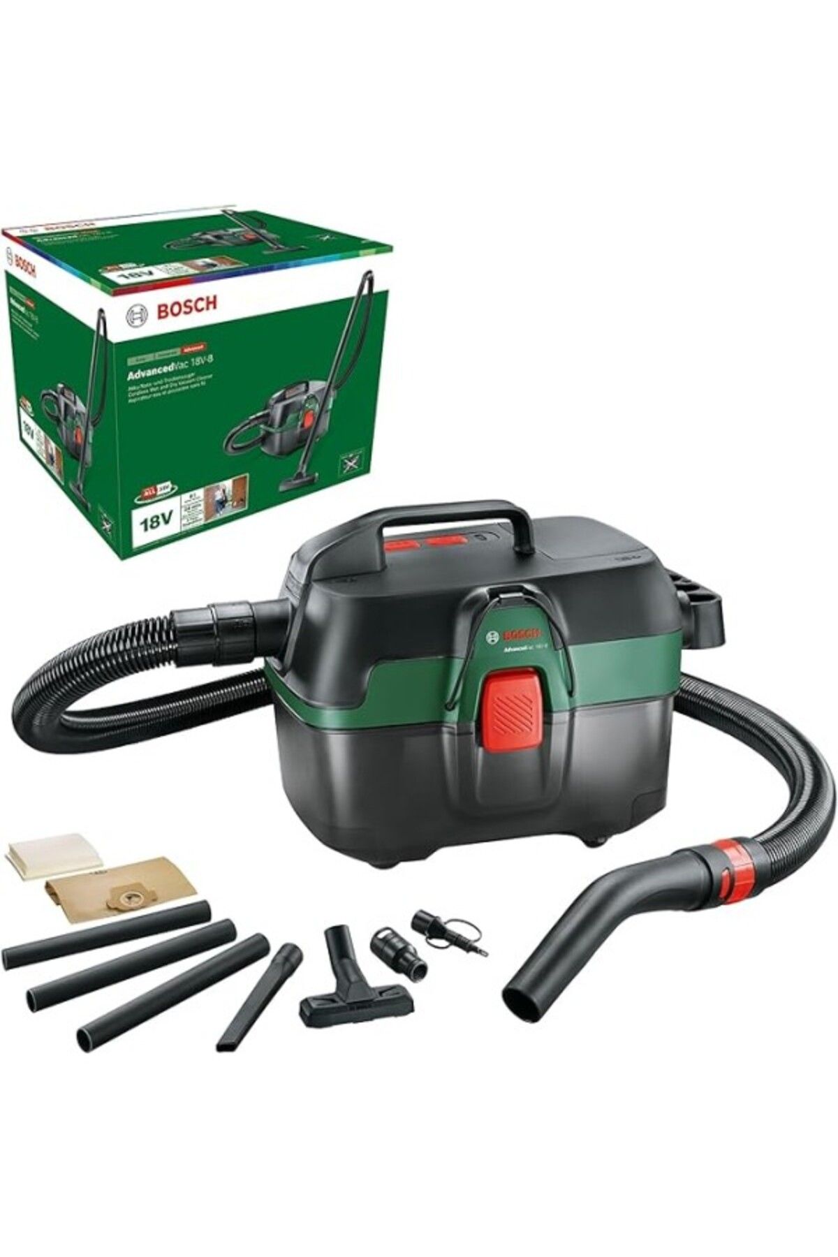 ShopZum Bosch Advancedvac 18V-8 Akülü Islak Ve Kuru Elektrikli Süpürge (Aküsüz, 18 Volt Sistem, Aksesuar