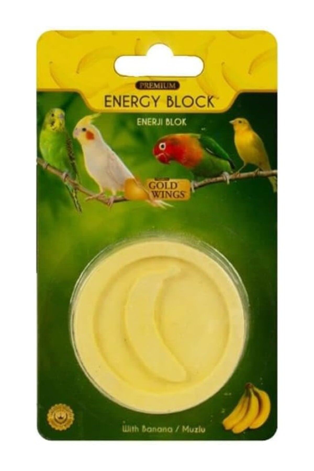 ShopZum Gold Wings Premium Kuşlar İçin Enerji Bloğu Gaga Taşı Muzlu