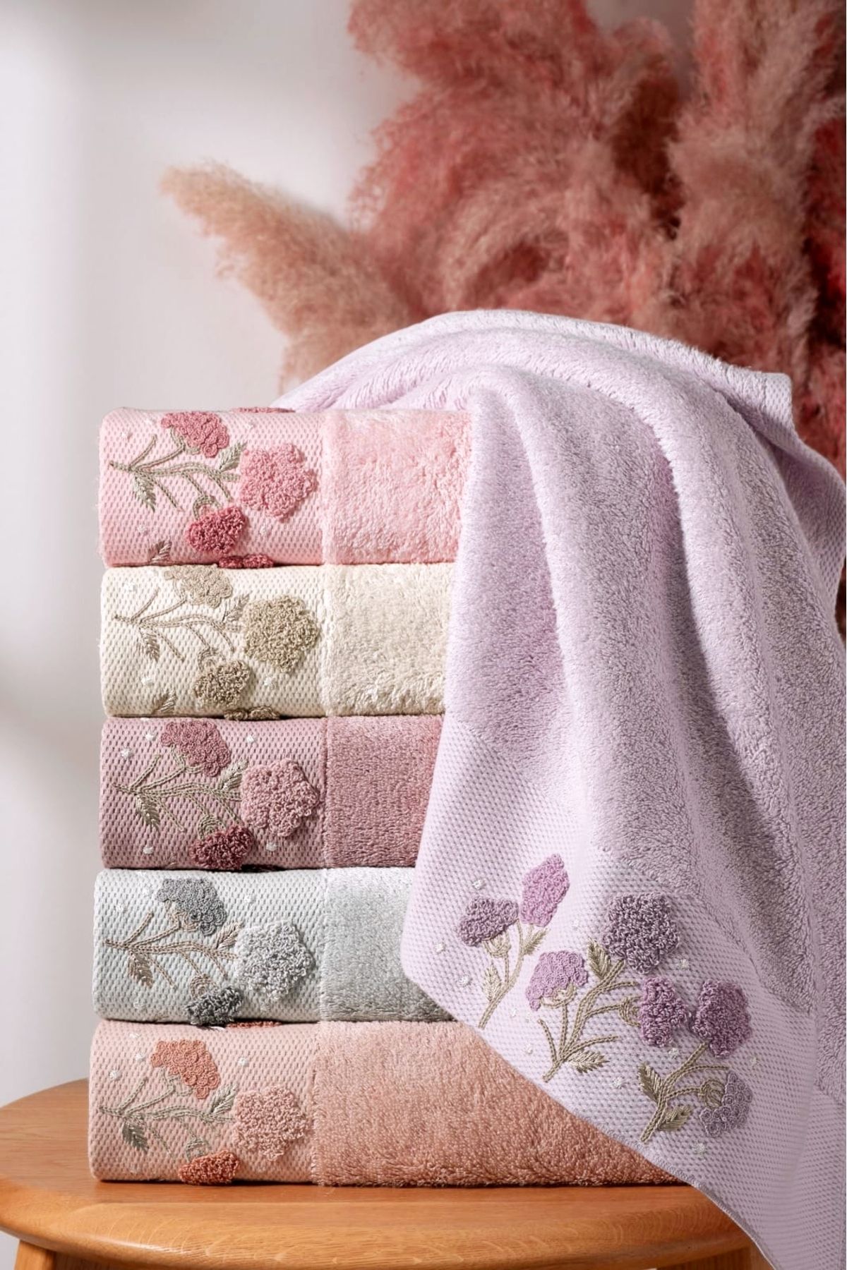 Fiesta Bambu 50x90 cm Süzine Nakışlı 6 lı Kutulu El Yüz Havlusu