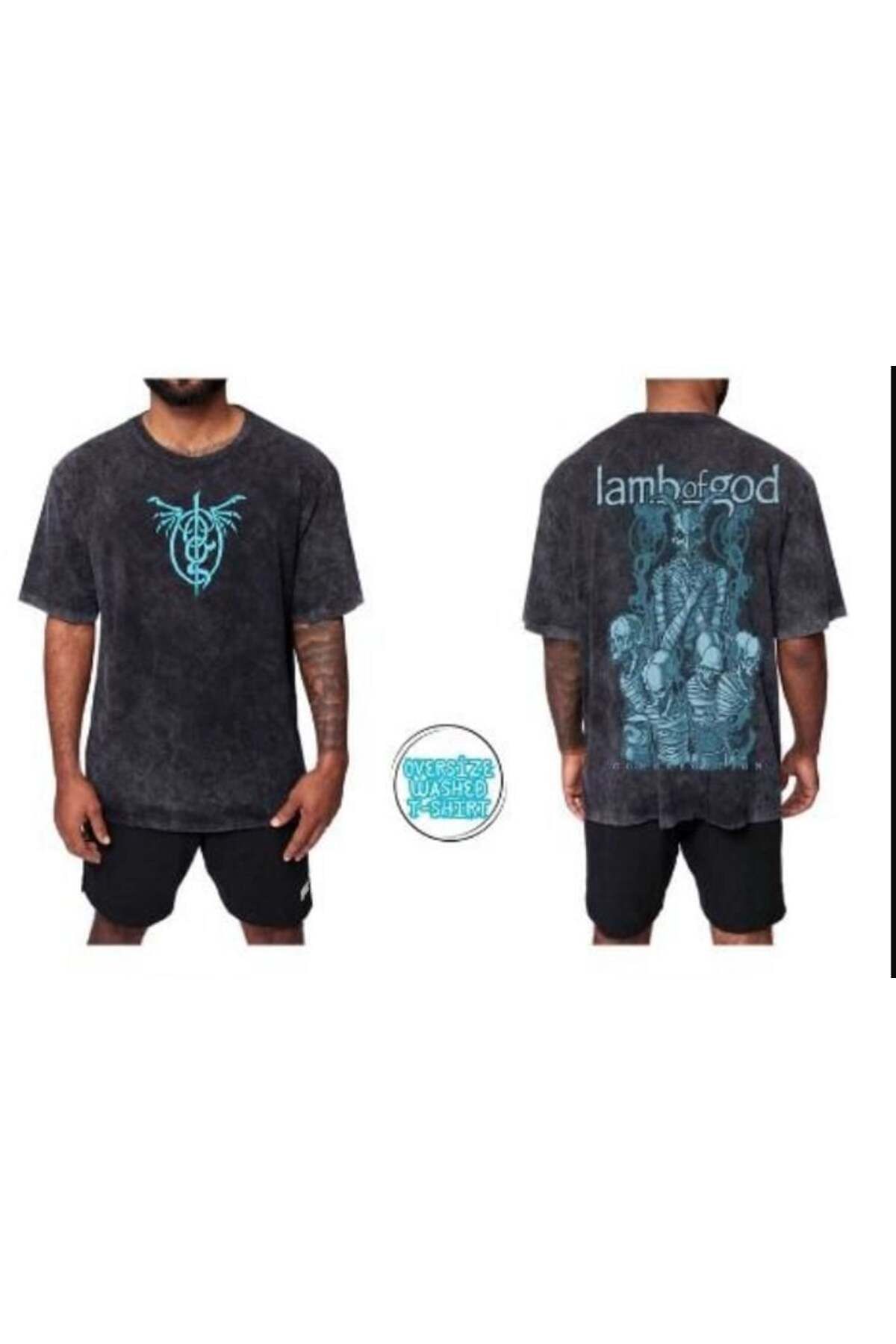 RİSE Lamb of God Yıkamalı Over Size Tişört