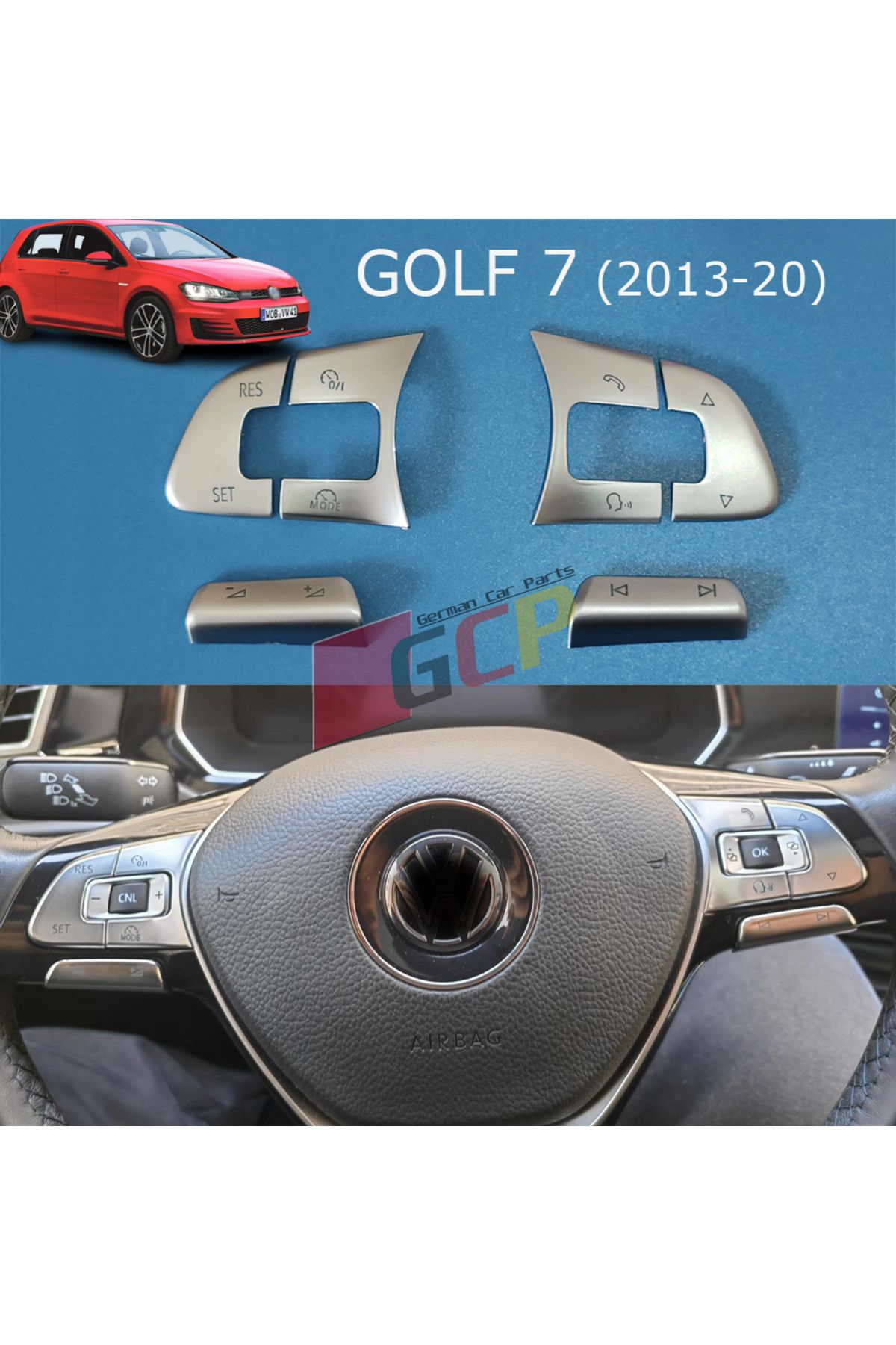 GCP German Car Parts Golf 7 Direksiyon Tuş Kaplaması - Golf 7 Direksiyon Kontrol Tuş