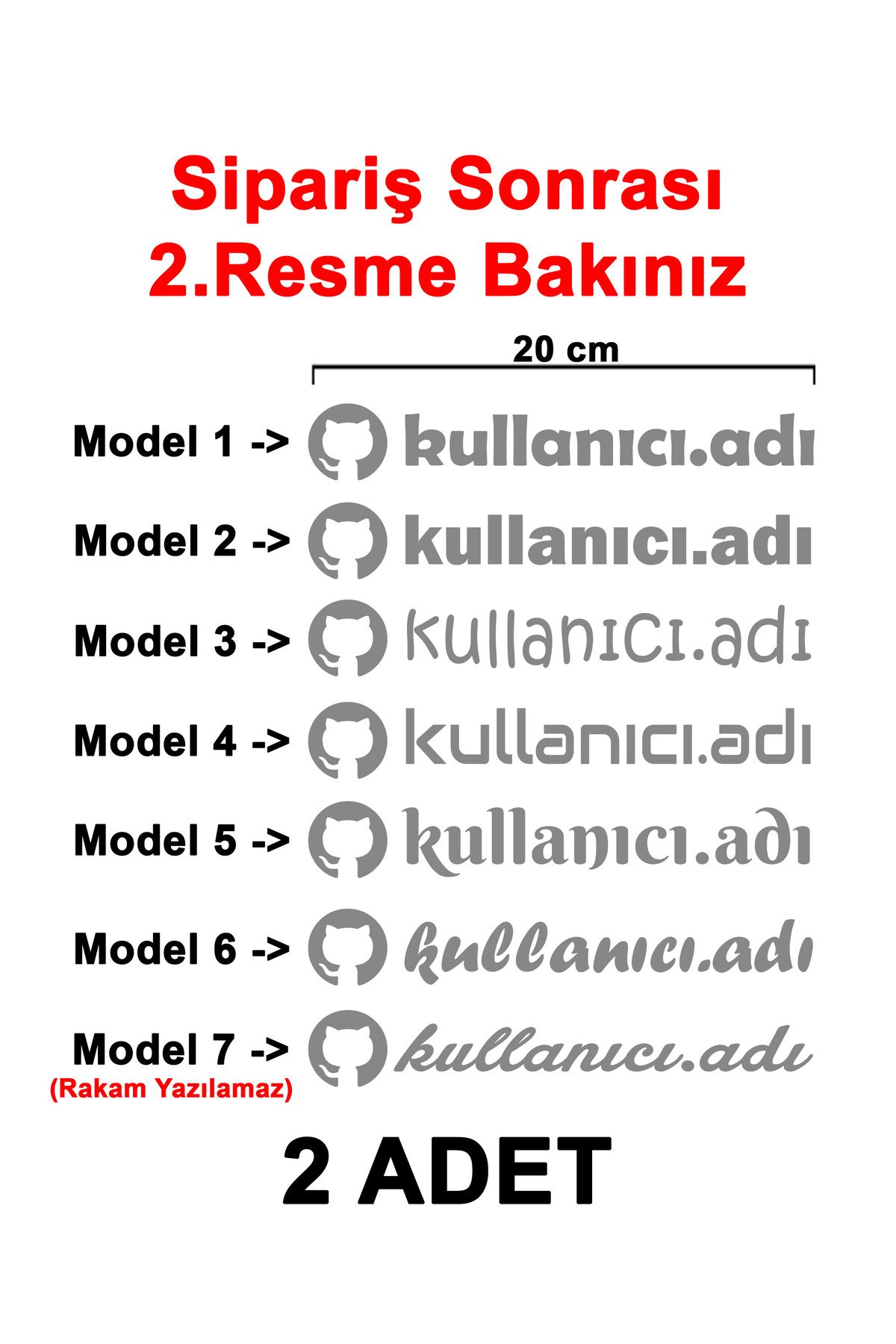 Sönmez Dijital (2 Adet) Github Kullanıcı Adı Sticker - Github Sticker - Github Logo Sticker - 20cm