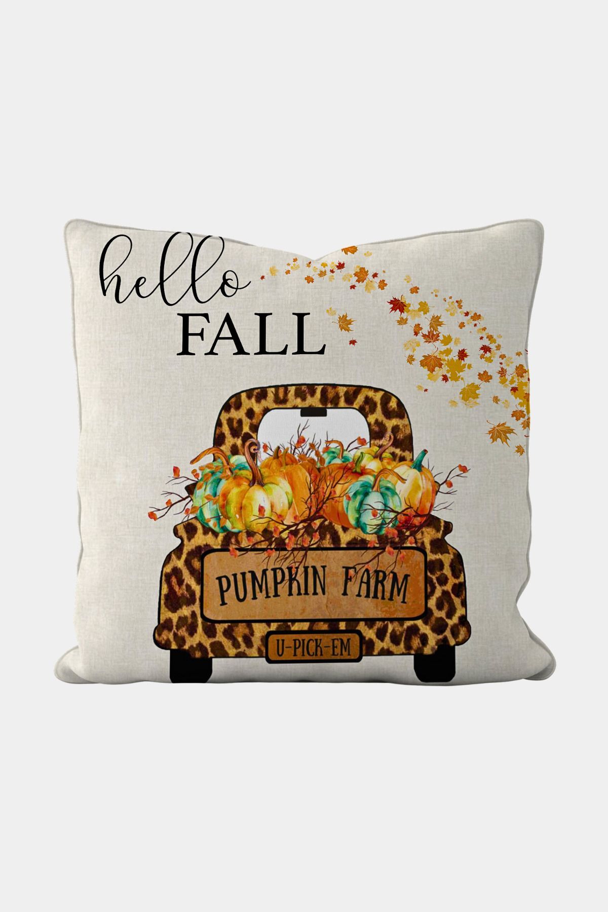 Home Seray Home Fall Balkabaklı Çift Tarafı Desenli Kadife Dokulu Kırlent Kılıfı