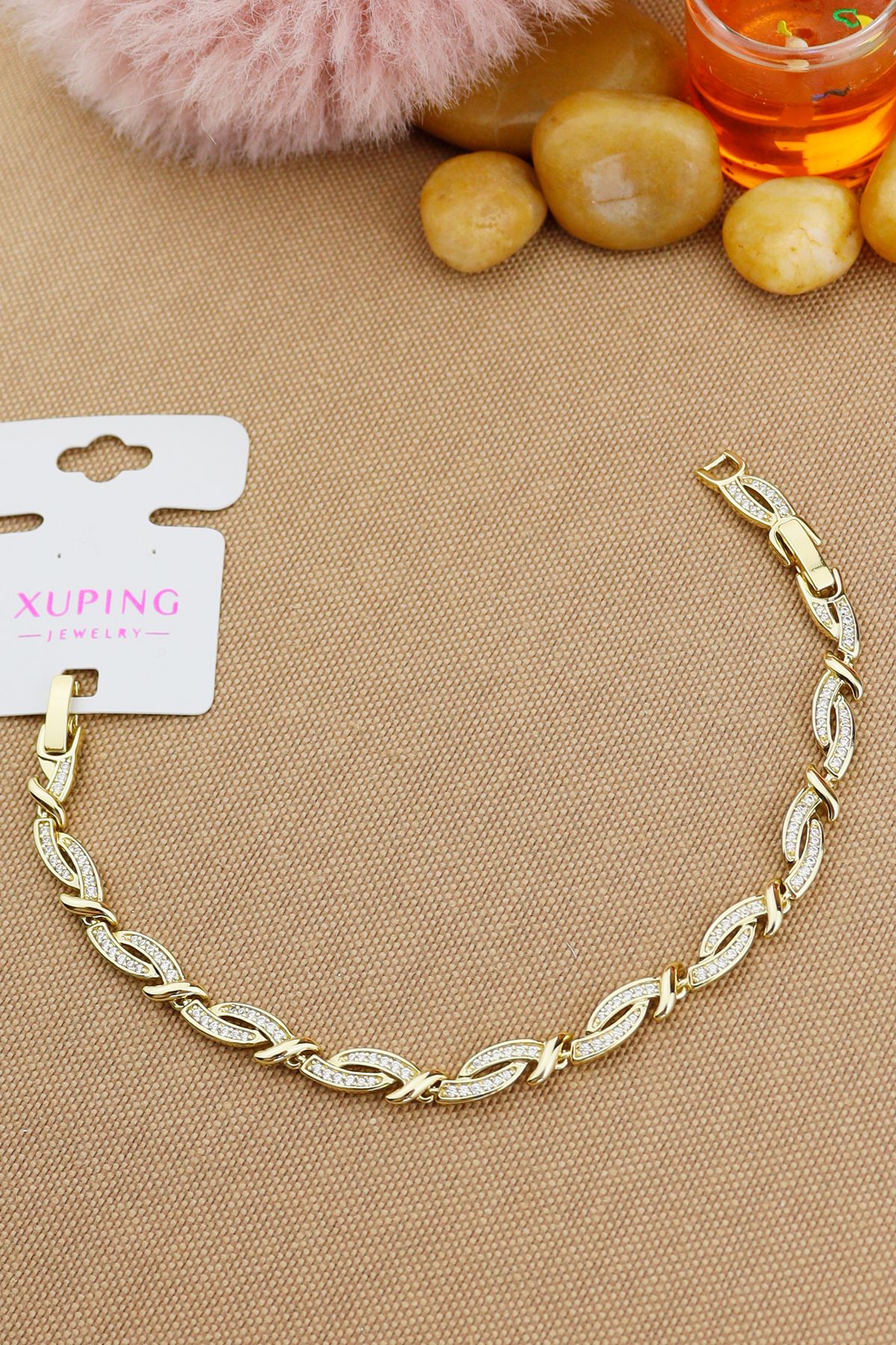 Keyifli Hayaller Xuping Bileklik - Vip Gold zirkon Taşlı Dalga Model Xuping Bileklik En:5mm 17+2cm Yeni sezon