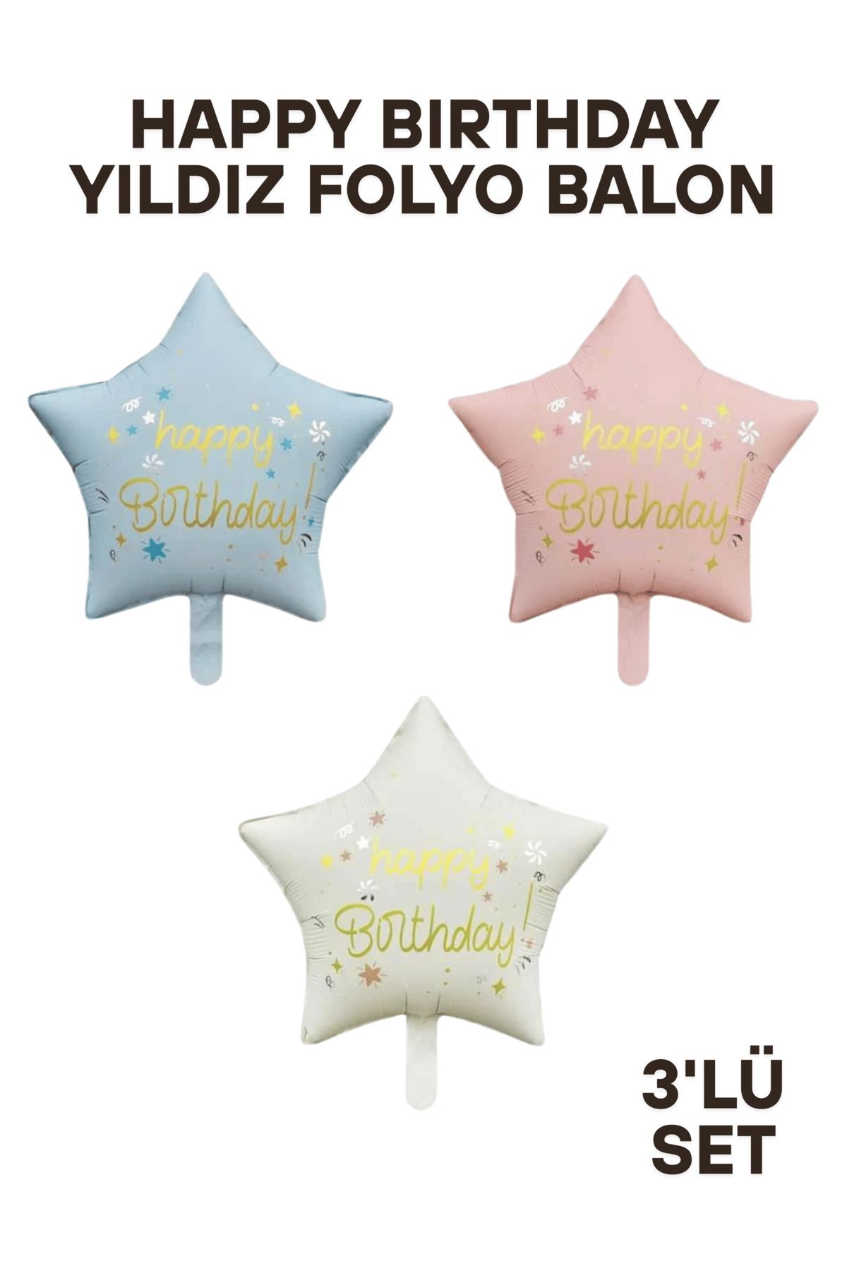 Mielibon Happy Birthday Yıldız Folyo Balon