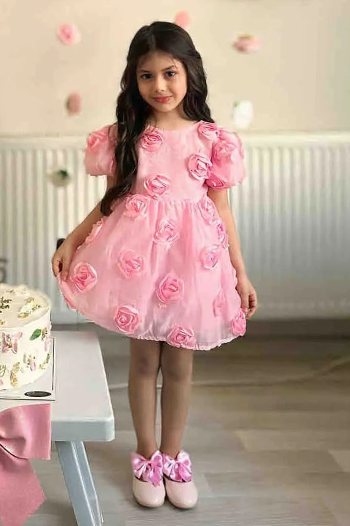 Baby Animals Kız Bebek Kız Çocuk Doğum Günü Parti Düğün Elbise Kısa Kol Tüllü Tütülü Tütü Astarlı fotoğrafı 6 (önizleme)