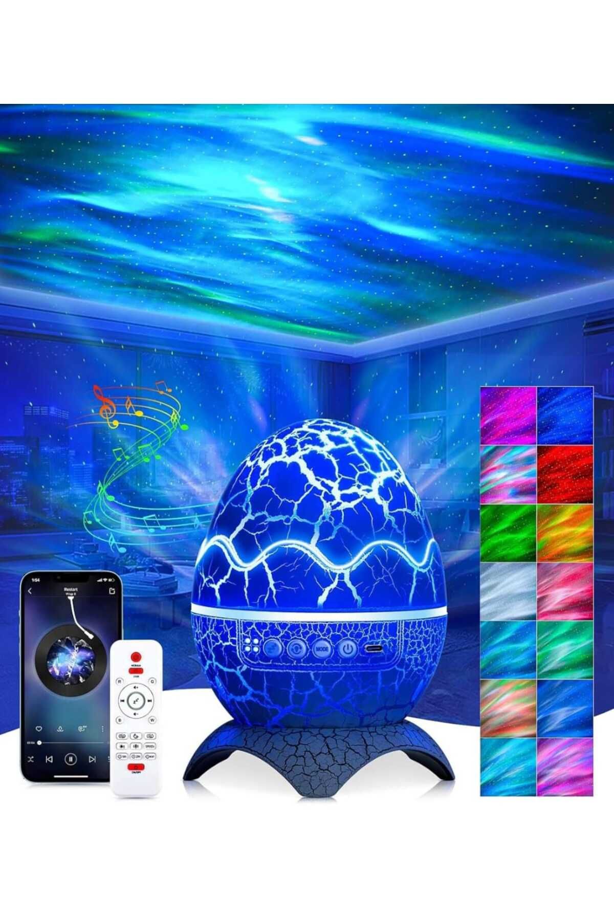 Generic-3D Dinosaur Egg Bluetooth Speaker – LED Night Light Star Projector with Remote & Music Sync 4