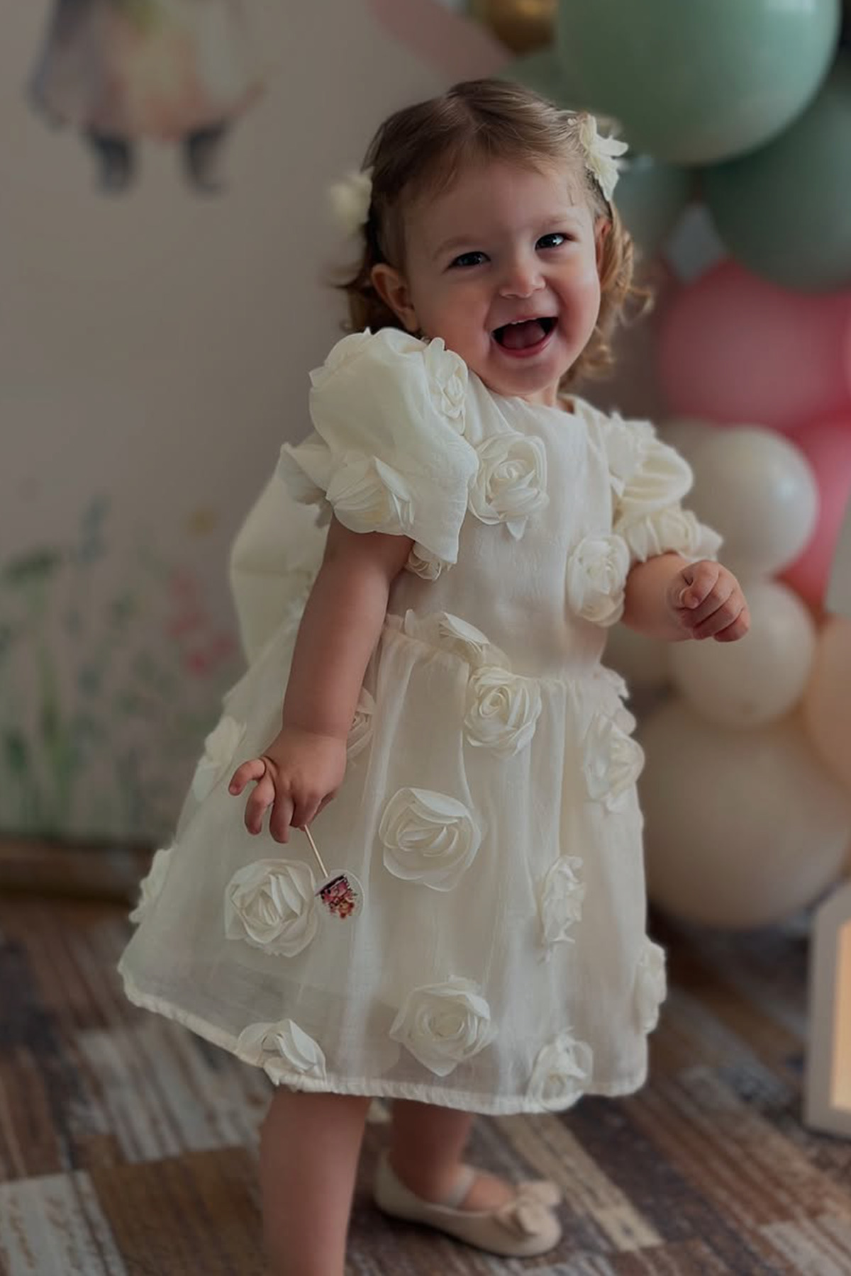 Baby Animals Kız Bebek Kız Çocuk Doğum Günü Parti Düğün Elbise Kısa Kol Tüllü Tütülü Tütü Astarlı fotoğrafı 7 (önizleme)