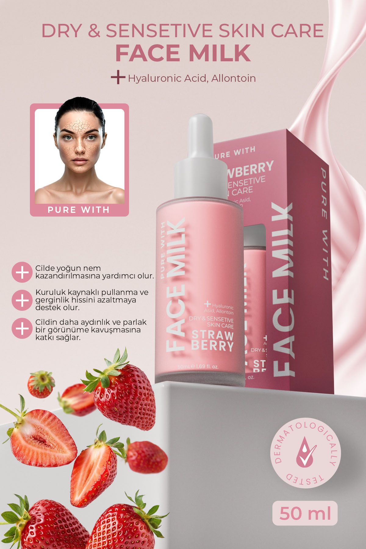 Purewith Face Milk - DRY&SENSETIVE SKIN CARE - STRAWBERRY