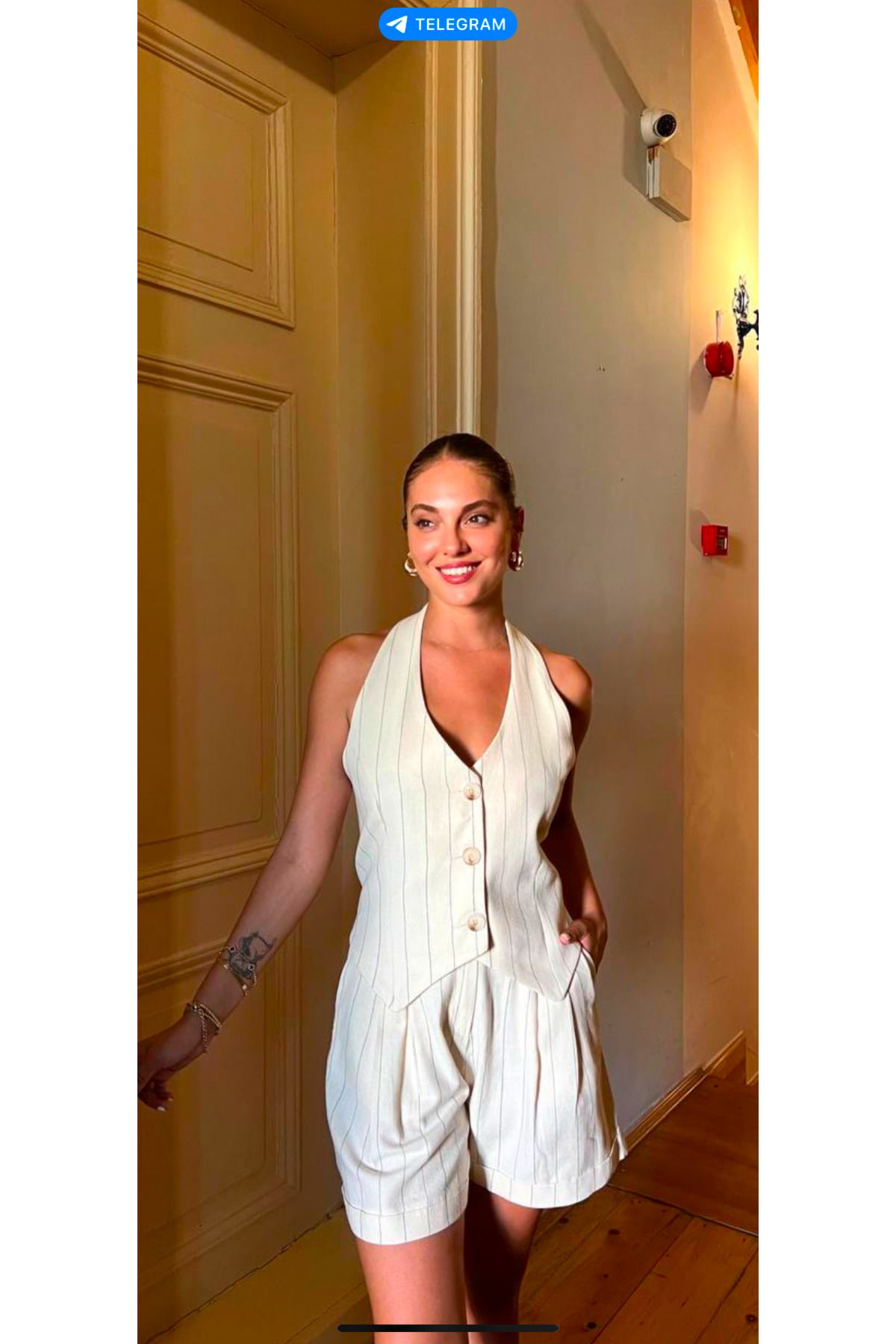 Hotfashion Gipeli Çizgili Şortlu Takım