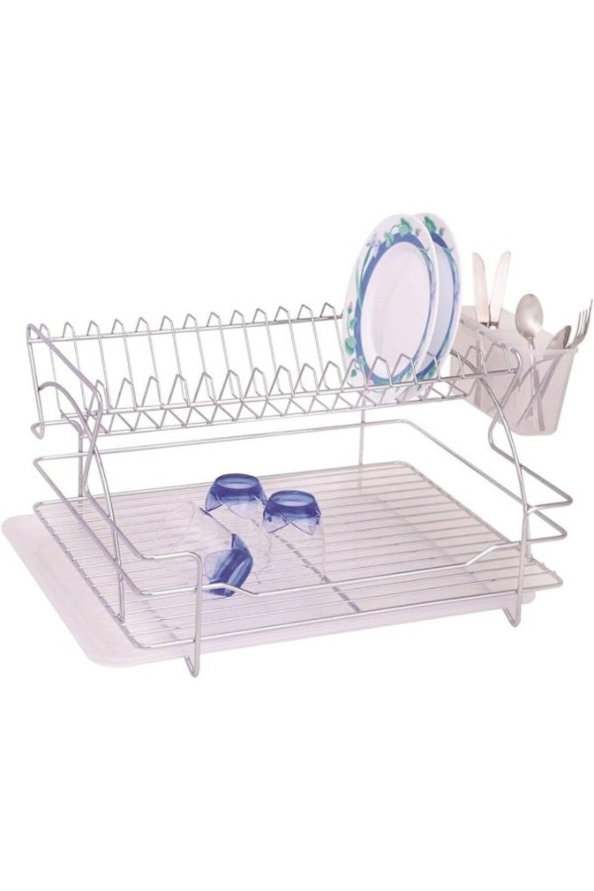ShopZum Ece Metal Deluxe 2 Katlı Metal Tabaklık Bulaşıklık Paslanmaz