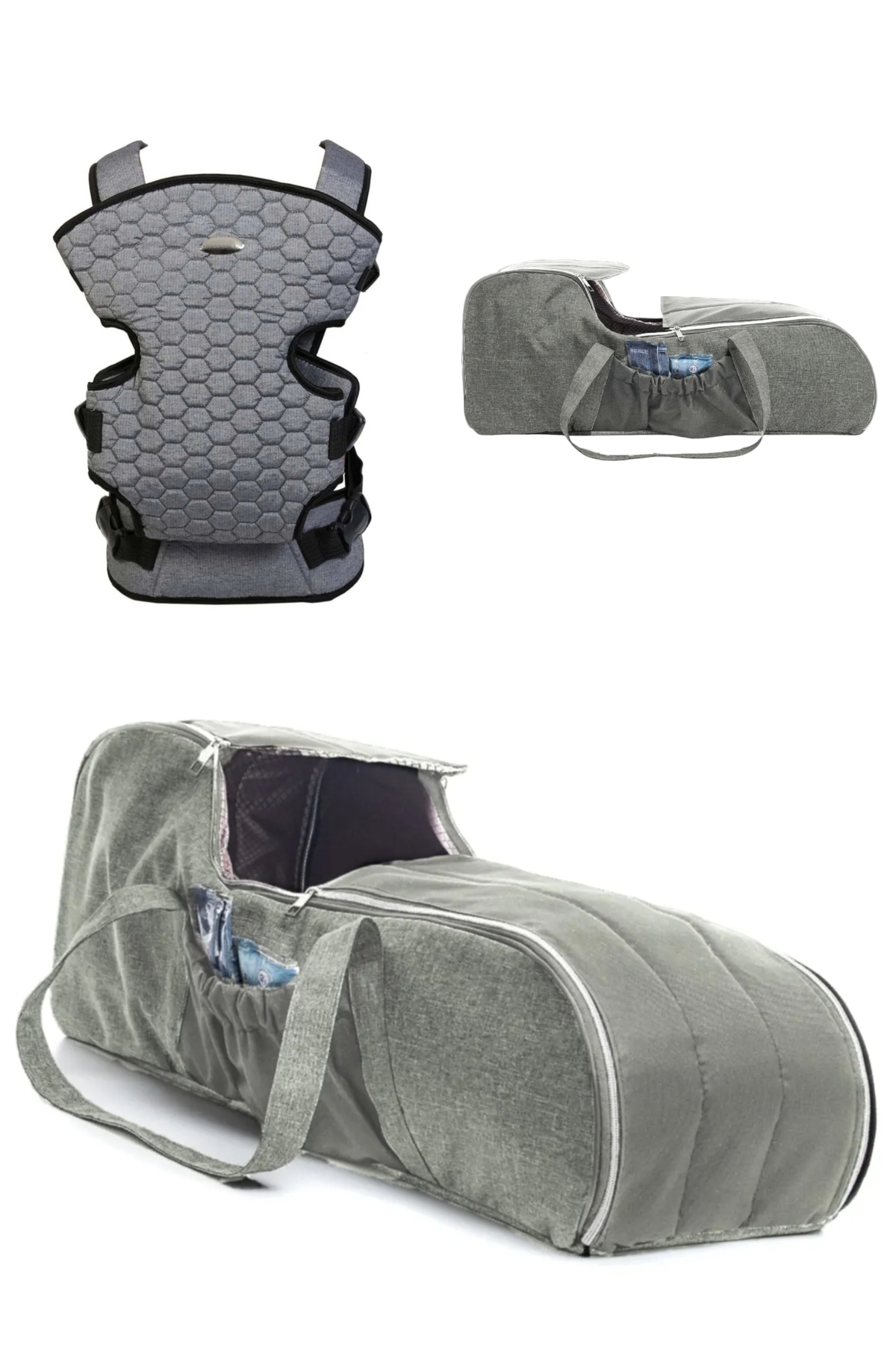 BABY ZUHU 4 Lü Doğum Seti 11 Parça Hastane Çıkışlı Portbebeli Kangurulu ve Anne Bebek Bakım Çantalı fotoğrafı 2 (önizleme)