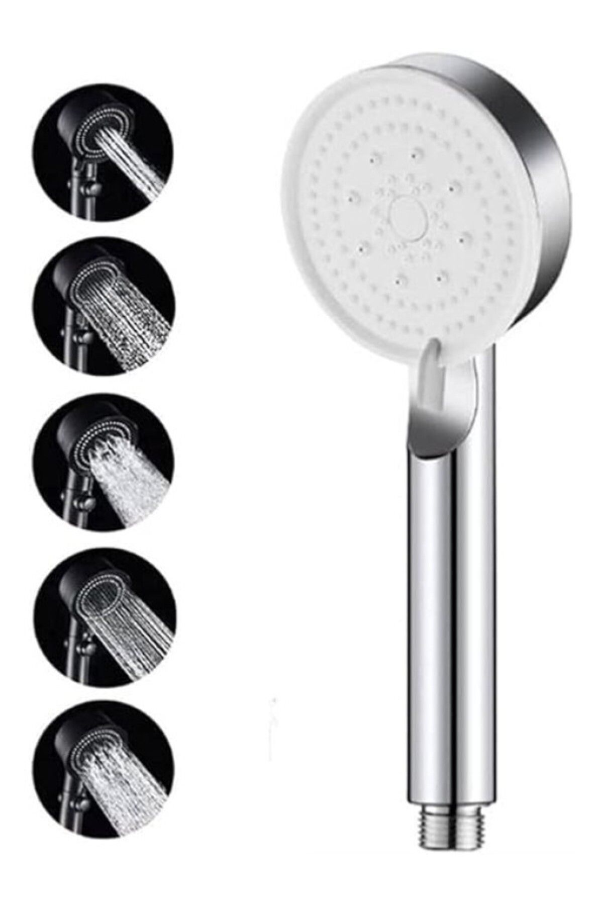 ShopZum Turbo Duş Başlığı, Yüksek Basınçlı El Duşu, 5 Fonksiyonlu Duş Başlığı (KROM)