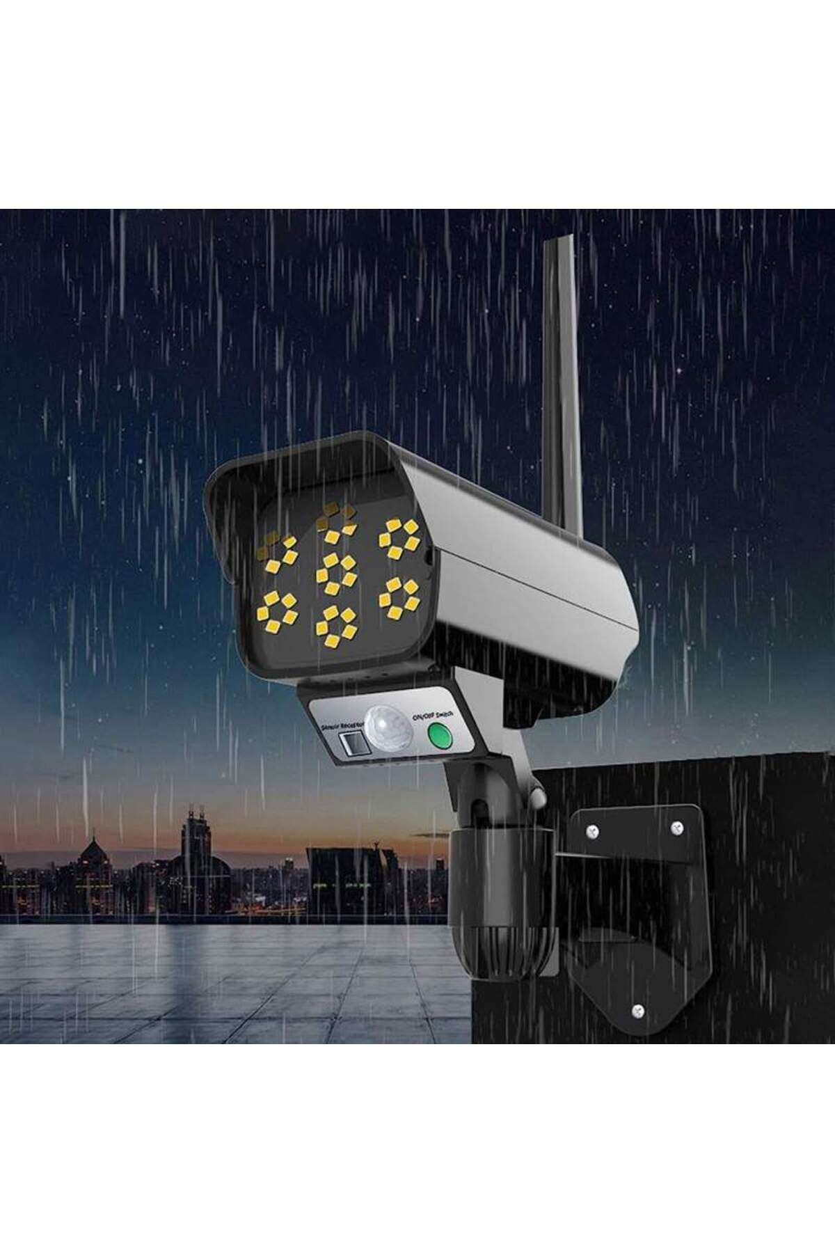 SIKS-Fake Camera With Solar Panel, Remote Control And Motion Sensor, 3 Lighting Modes, Black 4