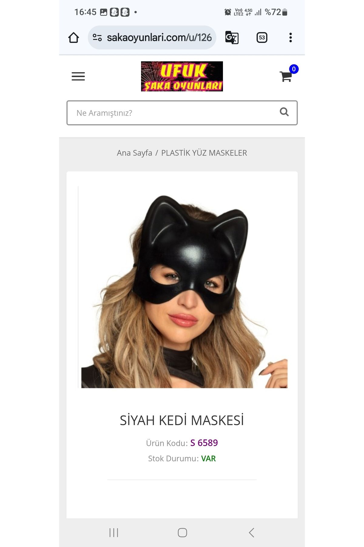 Widmann SİYAH RENK LÜKS KEDİ MASKESİ