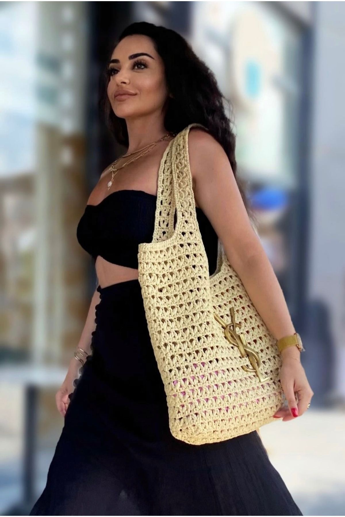 ABAS Ysl Muadili Örgü Plaj Çantası