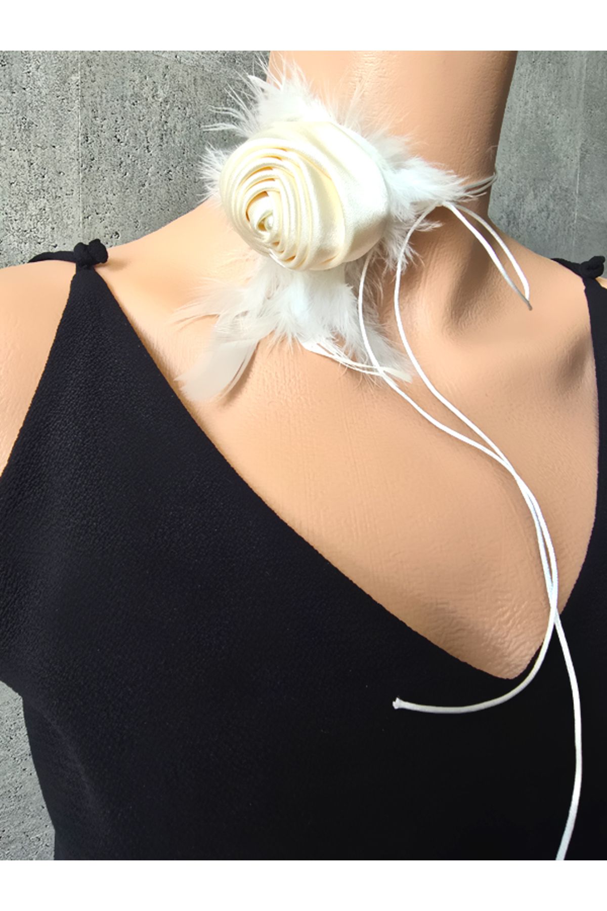 Riccoco Accessory Gül Choker Kolye Gül Broş Gül Toka Otriş Detay Çok Amaçlı Pens Toka