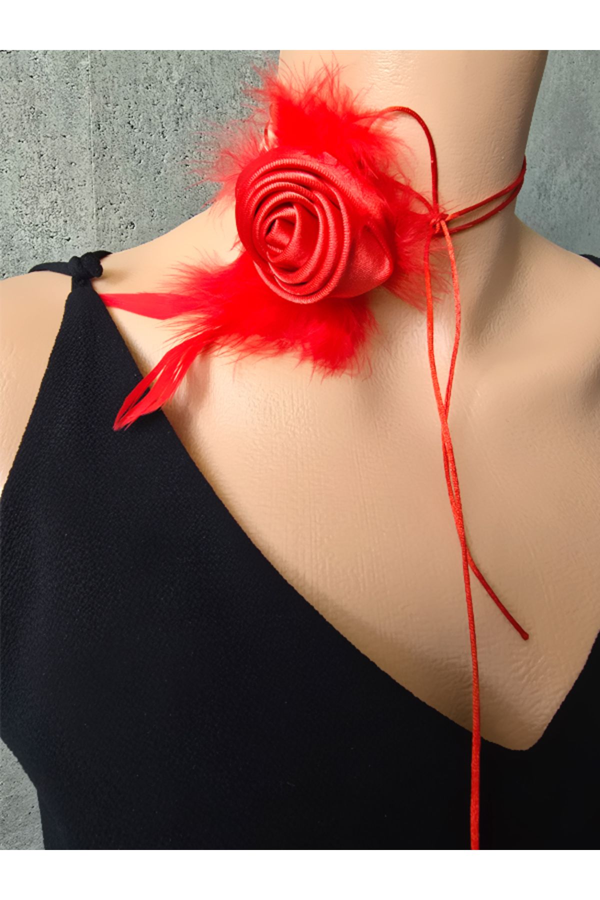 Riccoco Accessory Gül Choker Kolye Gül Broş Gül Toka Otriş Detay Çok Amaçlı Pens Toka