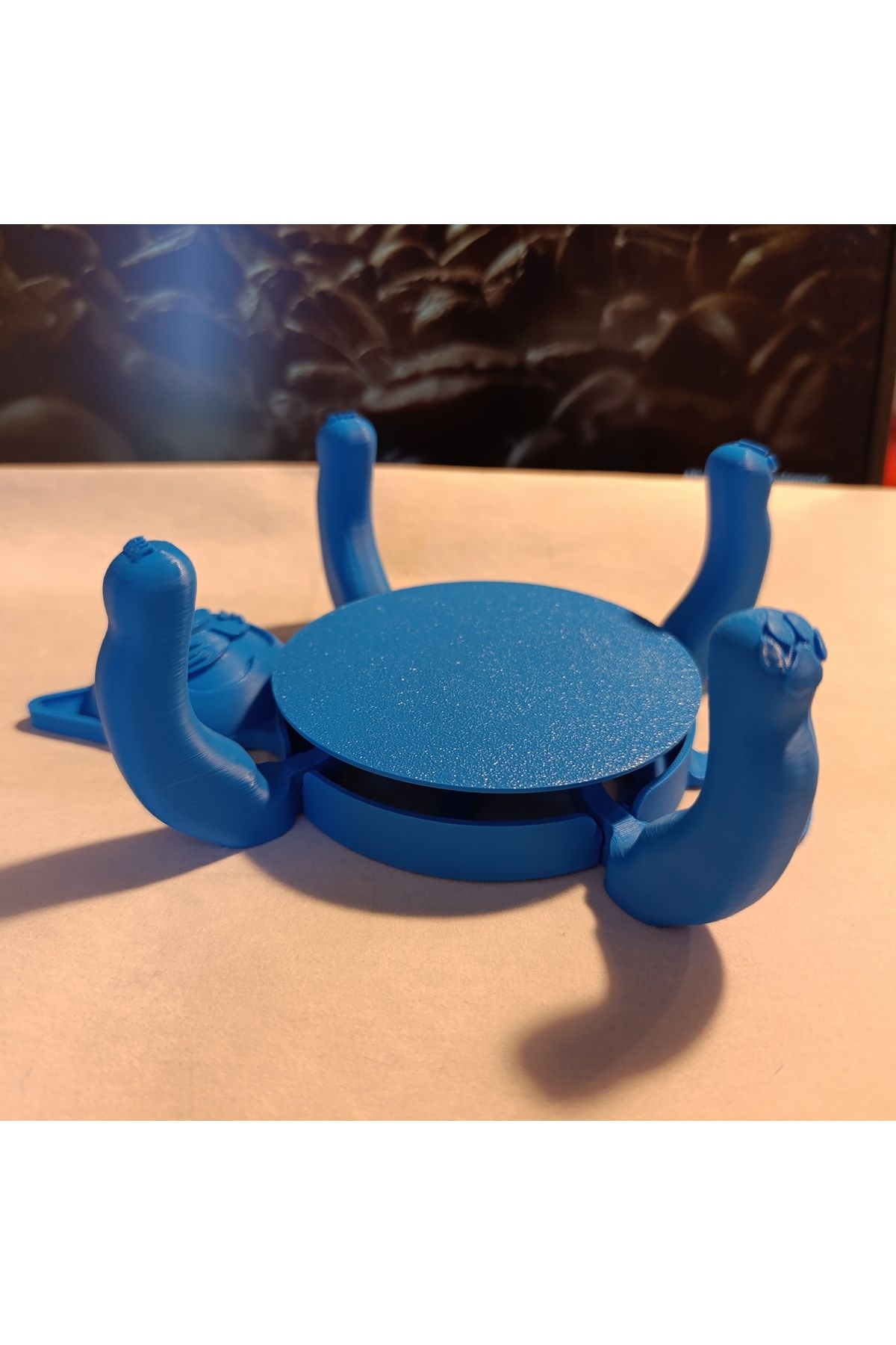 Mey3DDesign Bardak Altlığı Kedi, Fincanı Kavrayan Tasarım Mavi