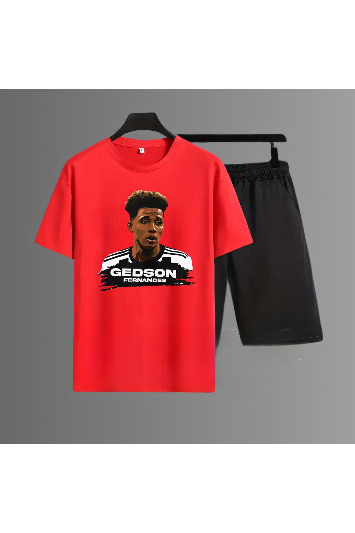 Biy Store Gedson Fernandes futbol forma ön baskılı unisex kısa kollu tişört regular fit t-shirt şort takımı