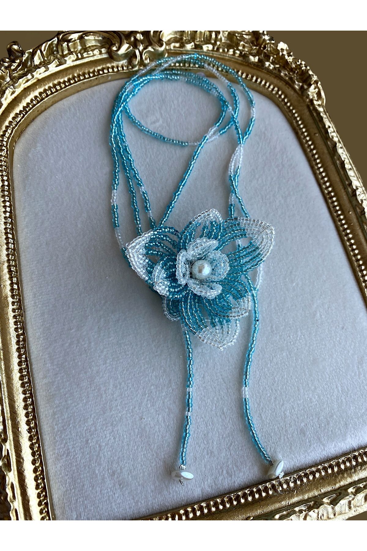 Glowelier Ice Blue Çiçek Kolye | Plaj modası | Yeni Trend | Handmade
