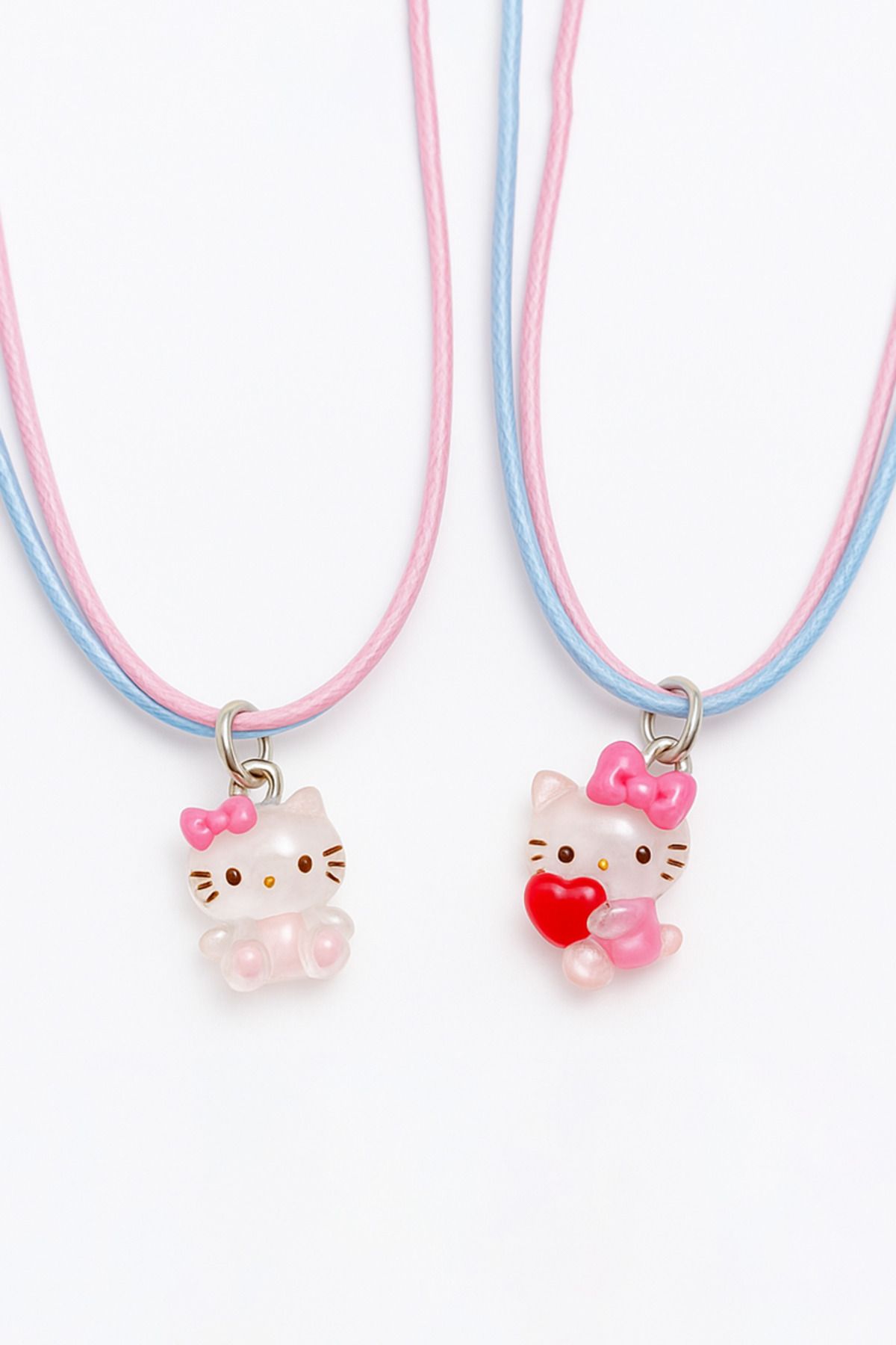MakeWell 2li Kuromi Hello Kity My Melody Tasatımlı Pembe Mavi İpli Çocuk Kolyesi