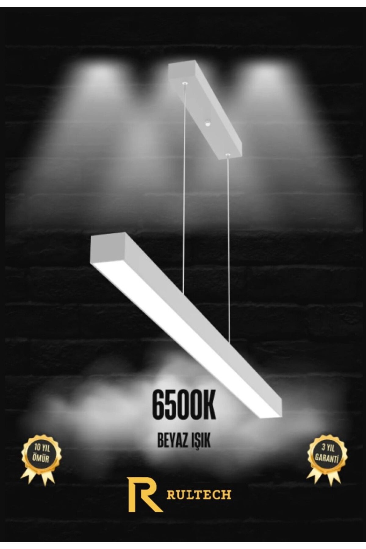 RRULTECH Lineer 150cm Beyaz Kasa Gün Işık 3000K Ledli Sarkıt Modern Led Avize, Salon, Mutfak, Masa Üstü Avize