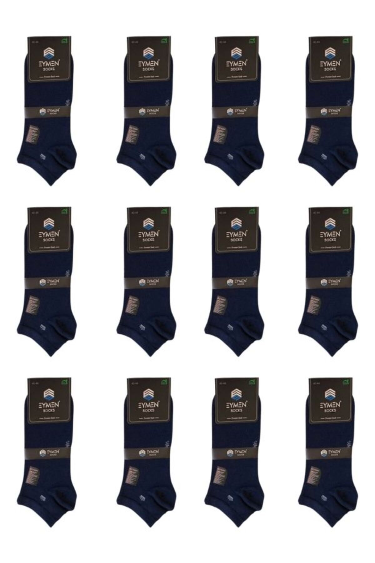 Eymen Socks 12'li Lüks Kutulu Bambu Erkek Patik Çorap Tek Renk Lacivert – Dikişsiz, Nefes Alan ,taç Desenli