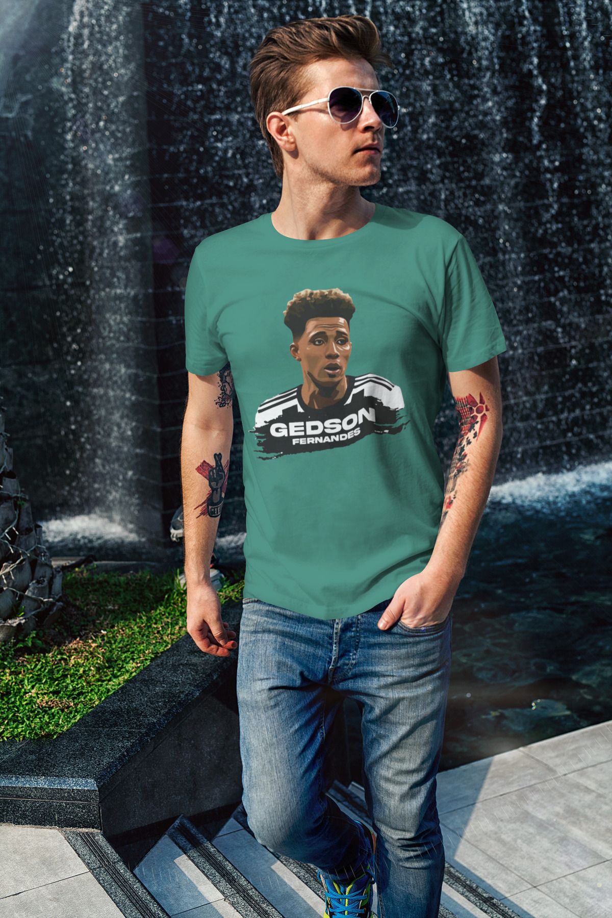 Biy Store Gedson Fernandes futbol forma ön baskılı unisex kısa kollu tişört regular fit t-shirt