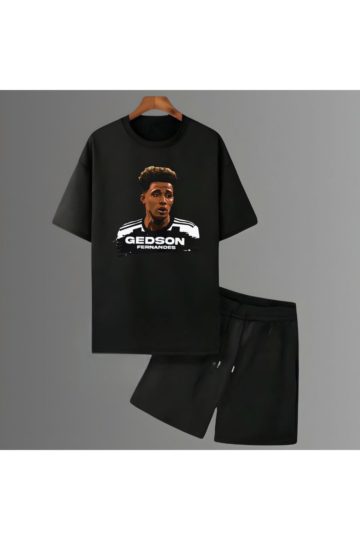 Biy Store Gedson Fernandes futbol forma ön baskılı unisex kısa kollu tişört regular fit t-shirt şort takımı
