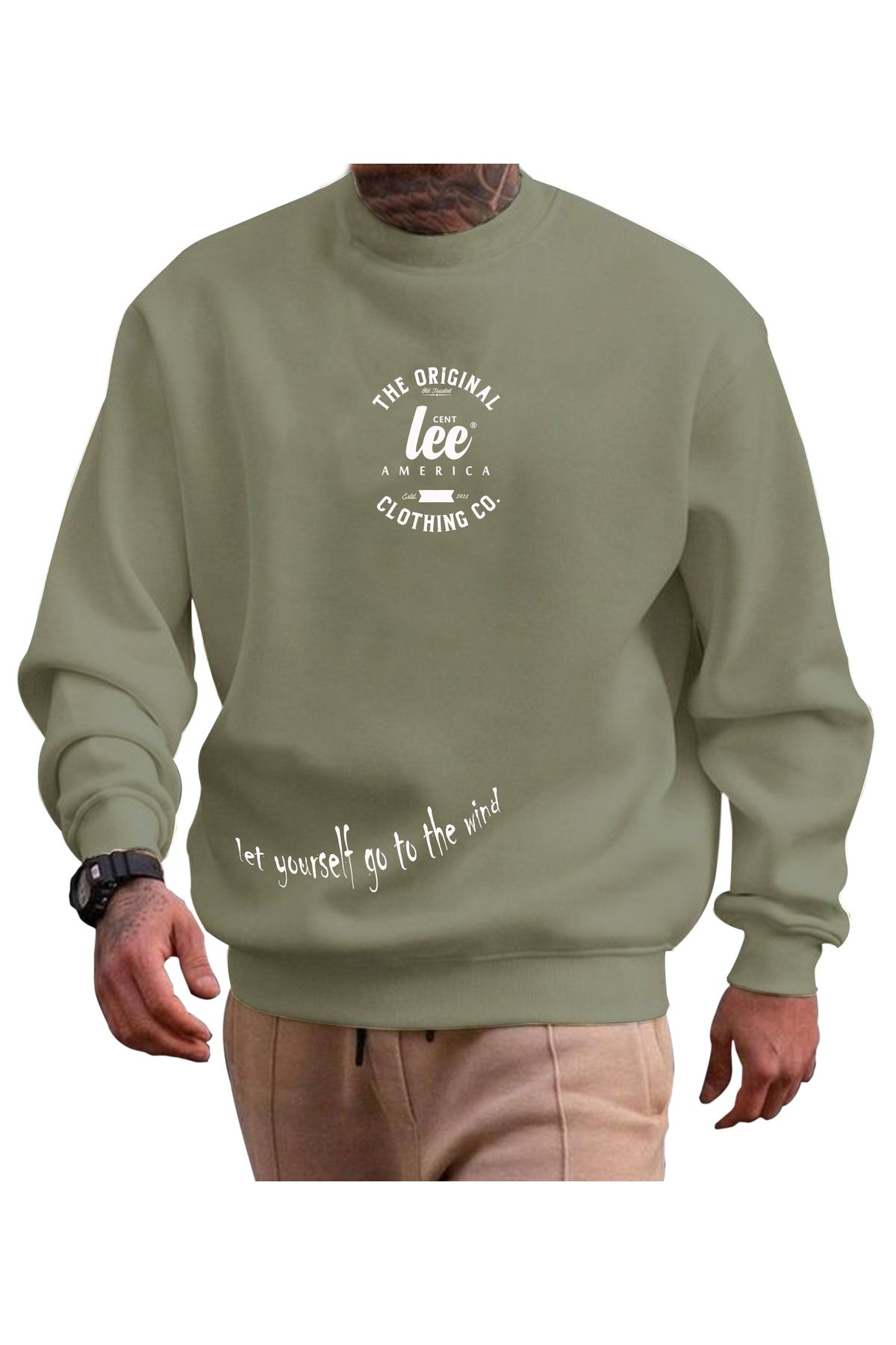 centlee america sweatshirt erkek unisex spor oversize kalıp uzun kollu