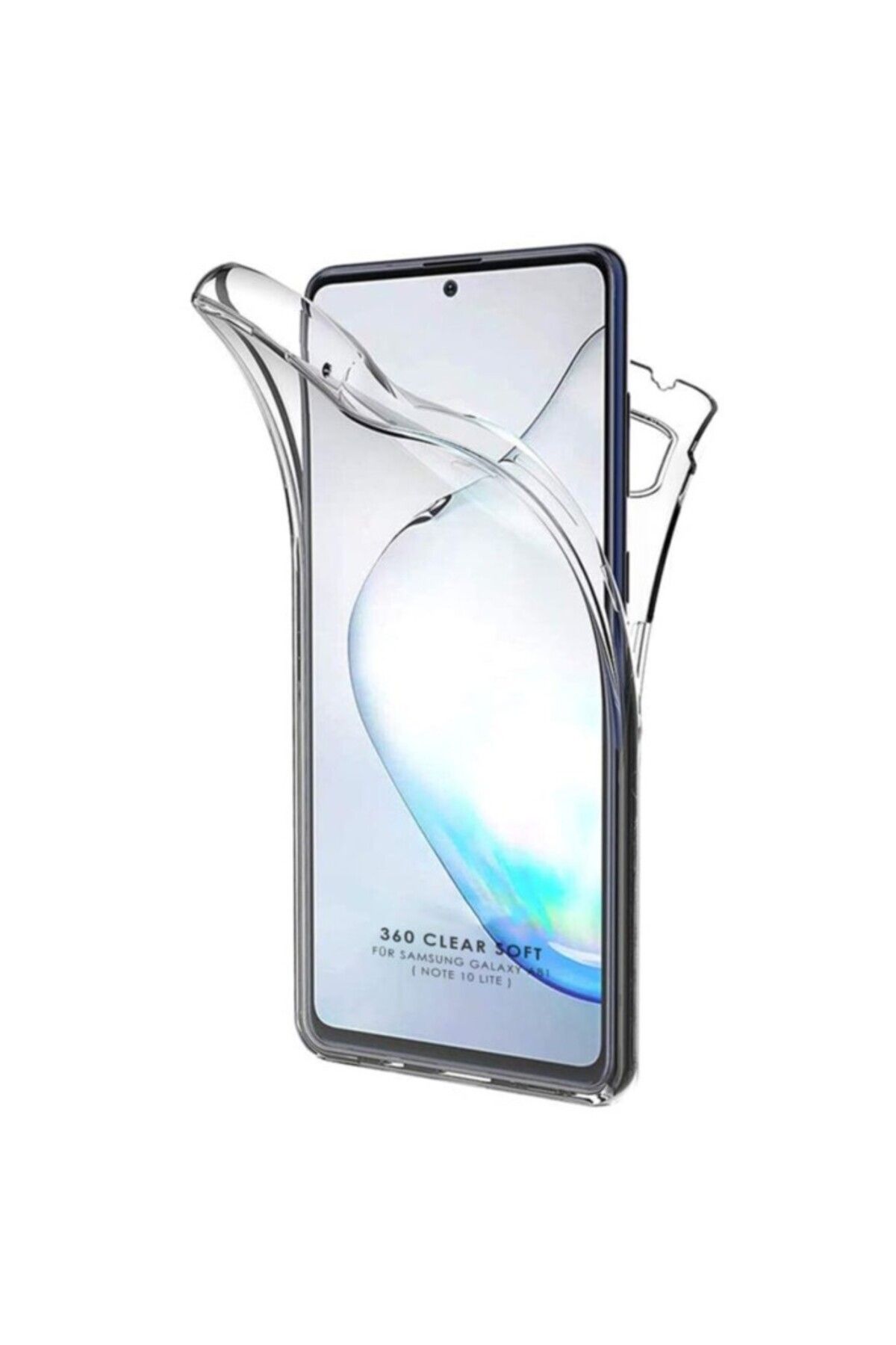 TezMax Samsung Galaxy Note 10 Lite SM-N770F Uyumlu 360° Ön Arka Tam Koruyucu Şeffaf Silikon Full Body Kılıf