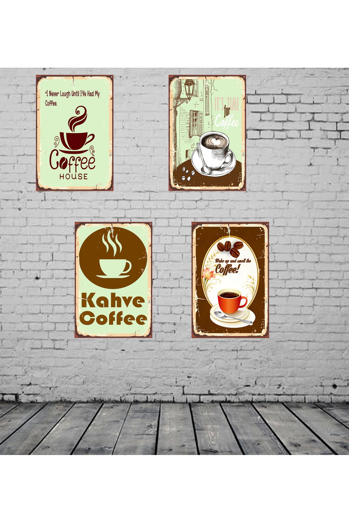 TAKIFİX Kahve Temalı 4 Adet 20 x 30 CM MDF Duvar Tablosu 02