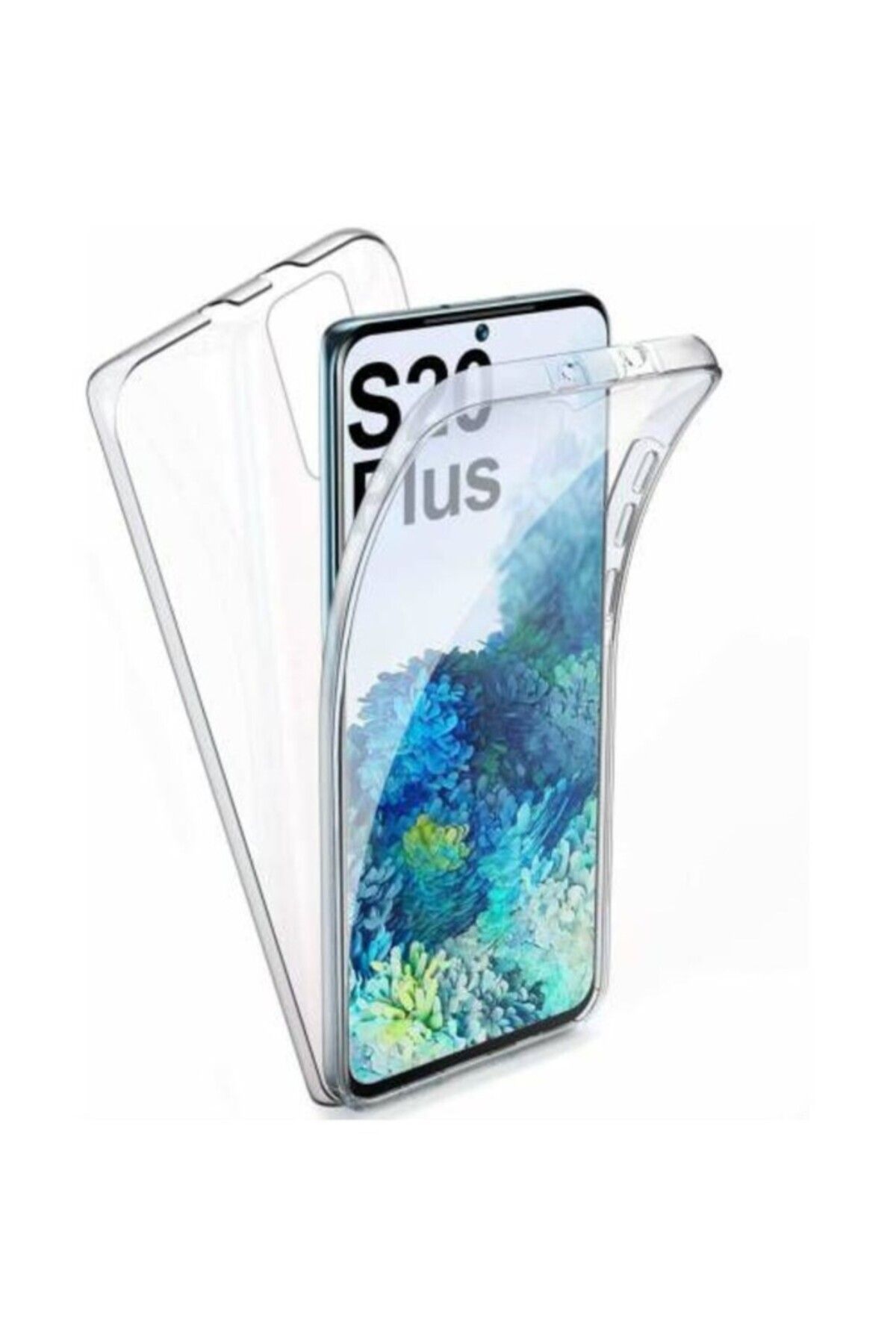 TezMax Samsung Galaxy S20+ Plus Sm-G985F Uyumlu 360° Ön Arka Tam Koruyucu Şeffaf Silikon Full Body Kılıf