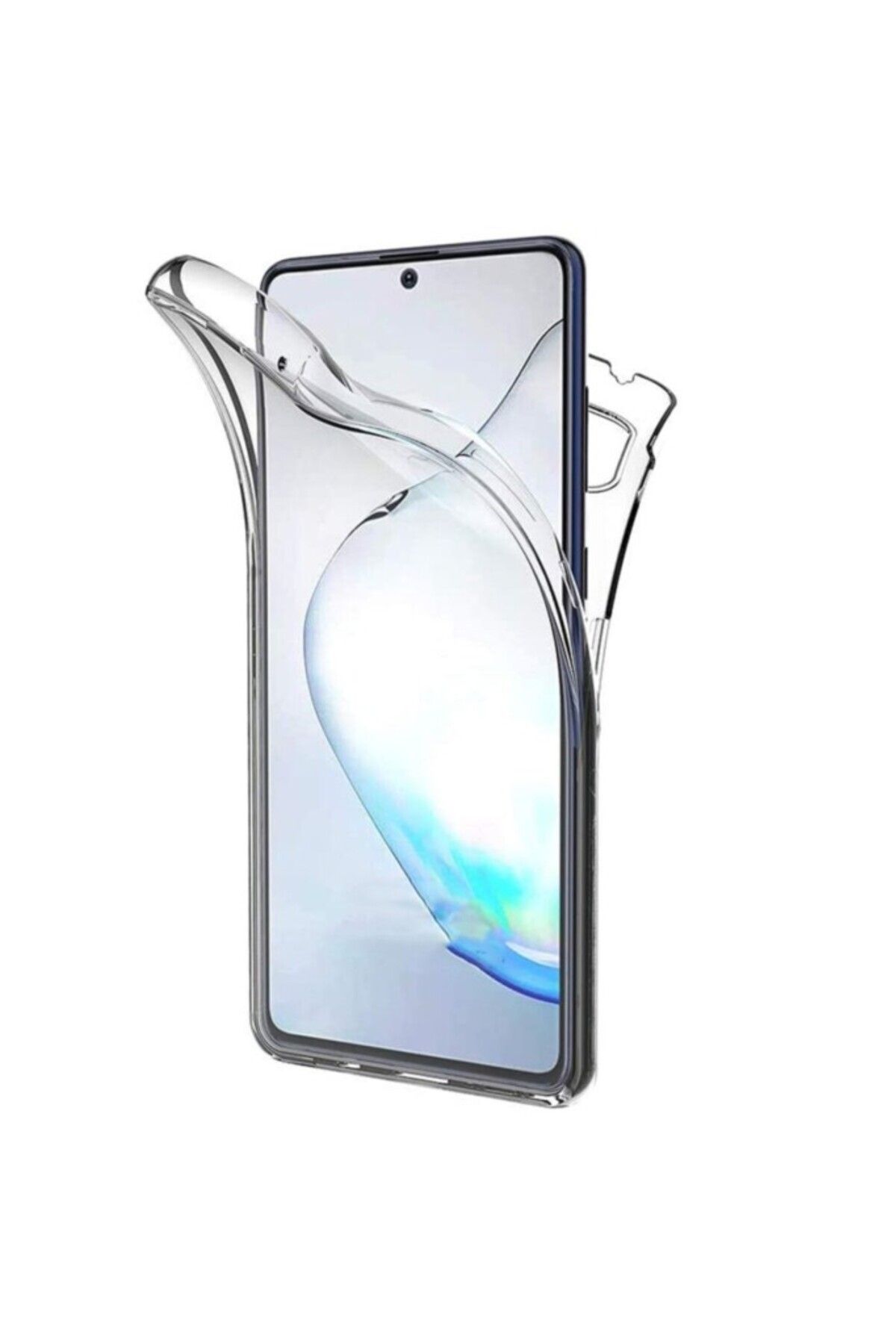TezMax Samsung Galaxy Note 20 Sm-N980F Uyumlu 360° Ön Arka Tam Koruyucu Şeffaf Silikon Full Body Kılıf