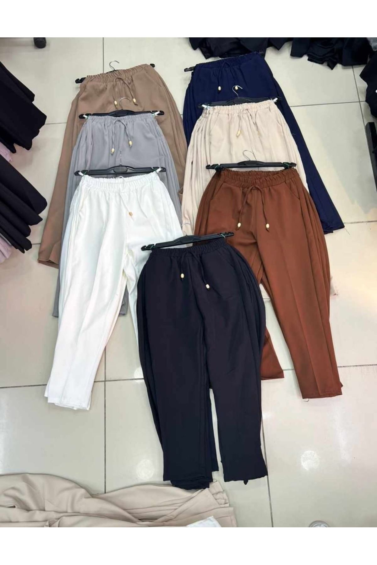 Dizzbutik Büyük beden dabıl krep kumaş havuç paça pantolon