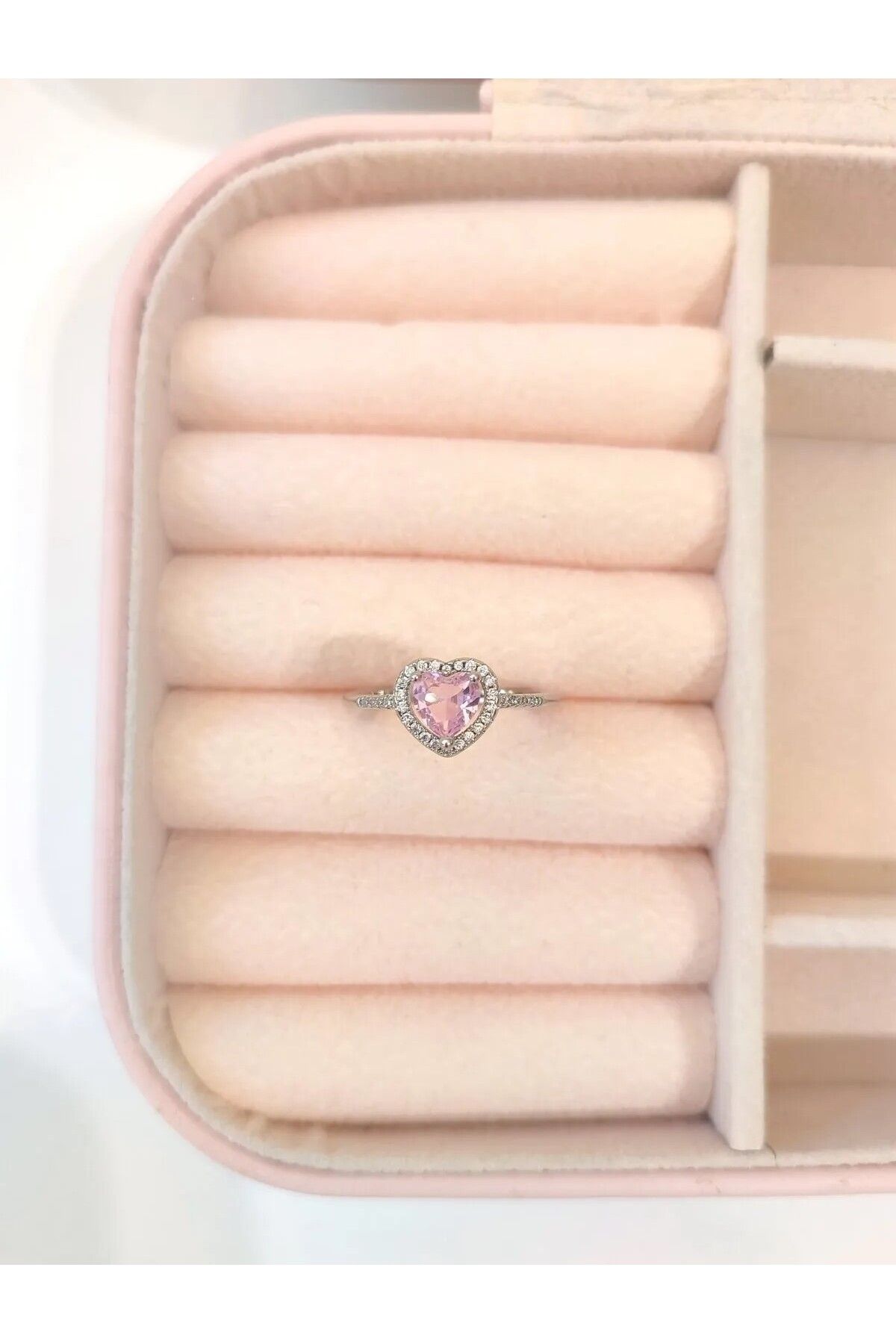 HEYjewelry Kadın Silver Zirkon Taşlı Ayarlanabilir Kalpli Model Yüzük