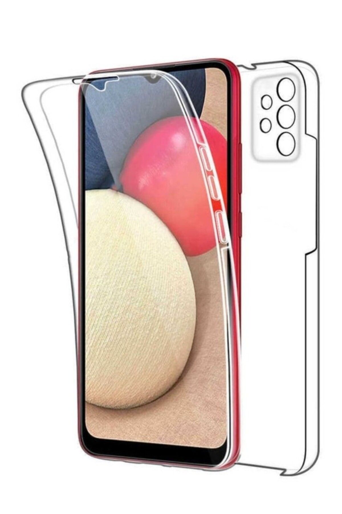 TezMax Samsung Galaxy A73 5G Uyumlu 360° Ön Arka Tam Koruyucu Şeffaf Silikon Full Body Kılıf