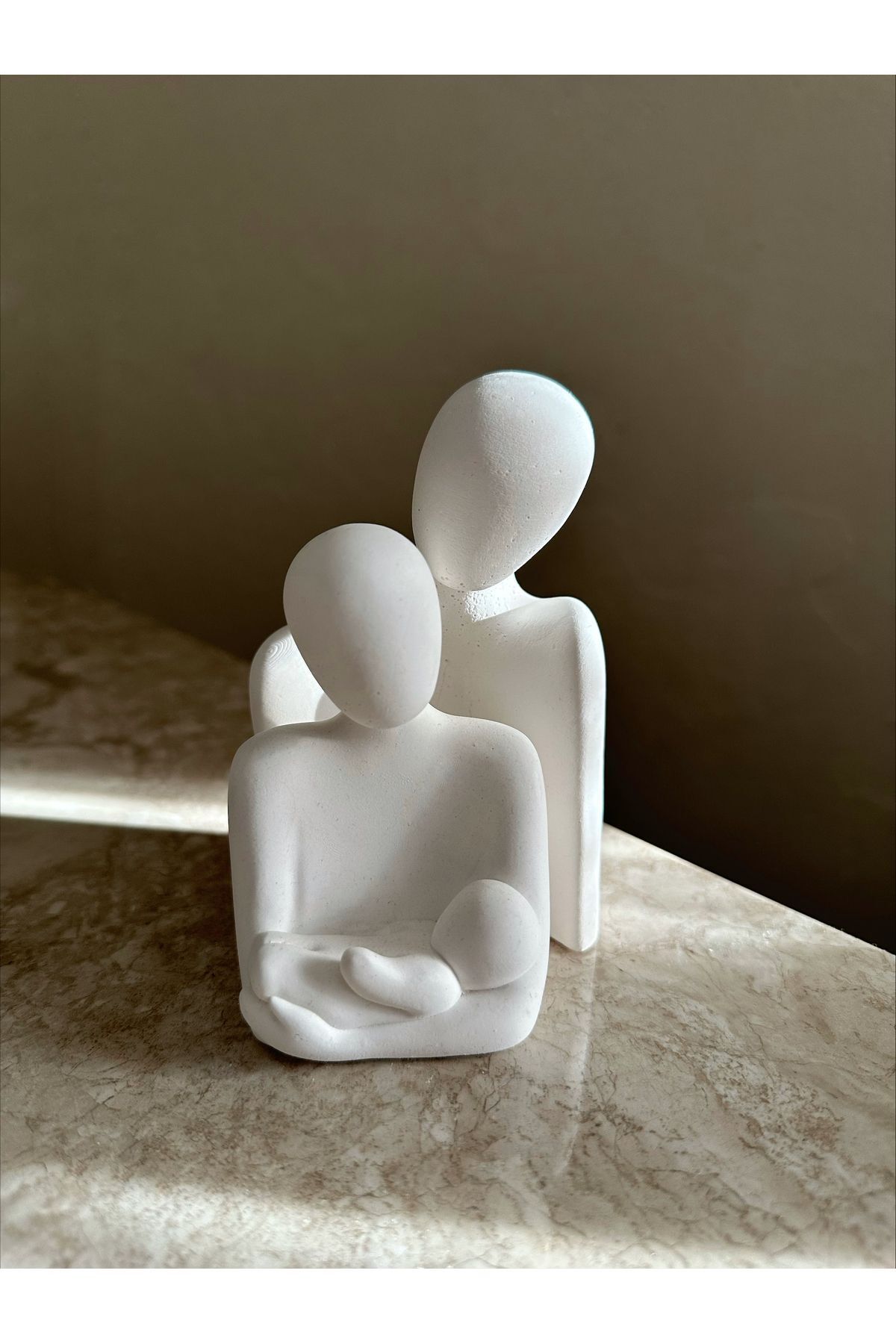 SerenityHaven Üçlü Aile Dekoratif Beton Biblo Obje Set