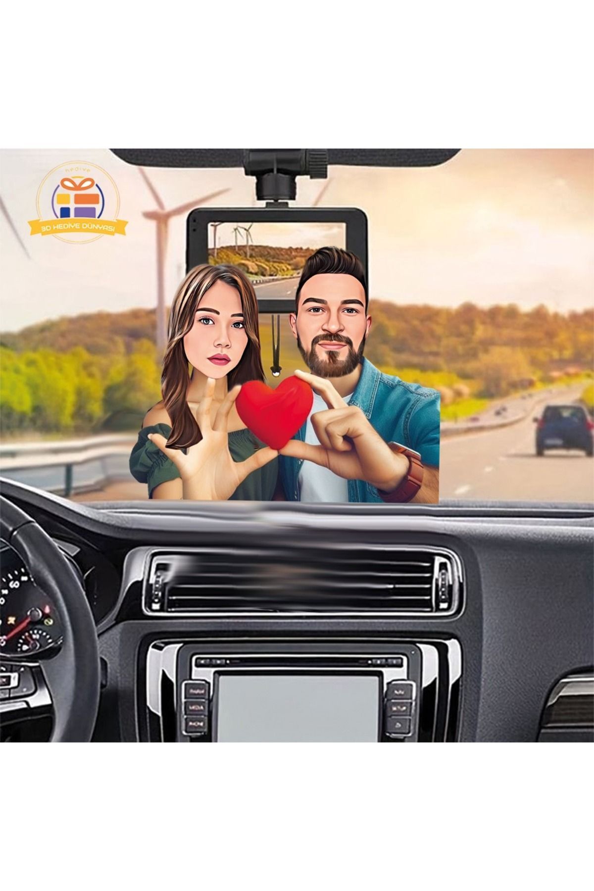 SerenityHaven Dikiz ayna süsü Sevgilime karikatürlü biblo hediye 3d masa üstü biblo hediyesi