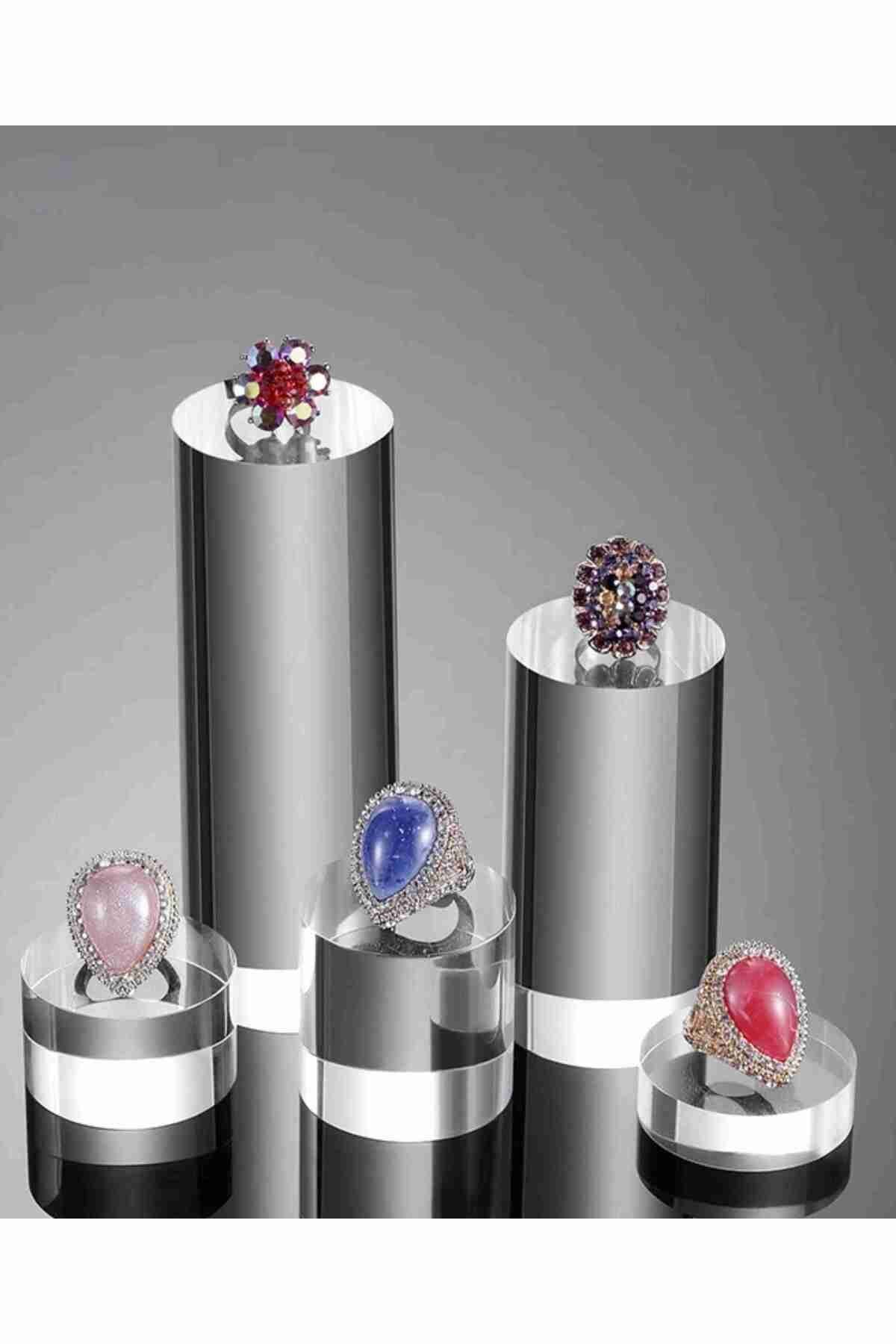 SerenityHaven Pleksi Dekoratif Obje Şeffaf Yükseltici Yuvarlak 5cm/6cm -5 Adet--