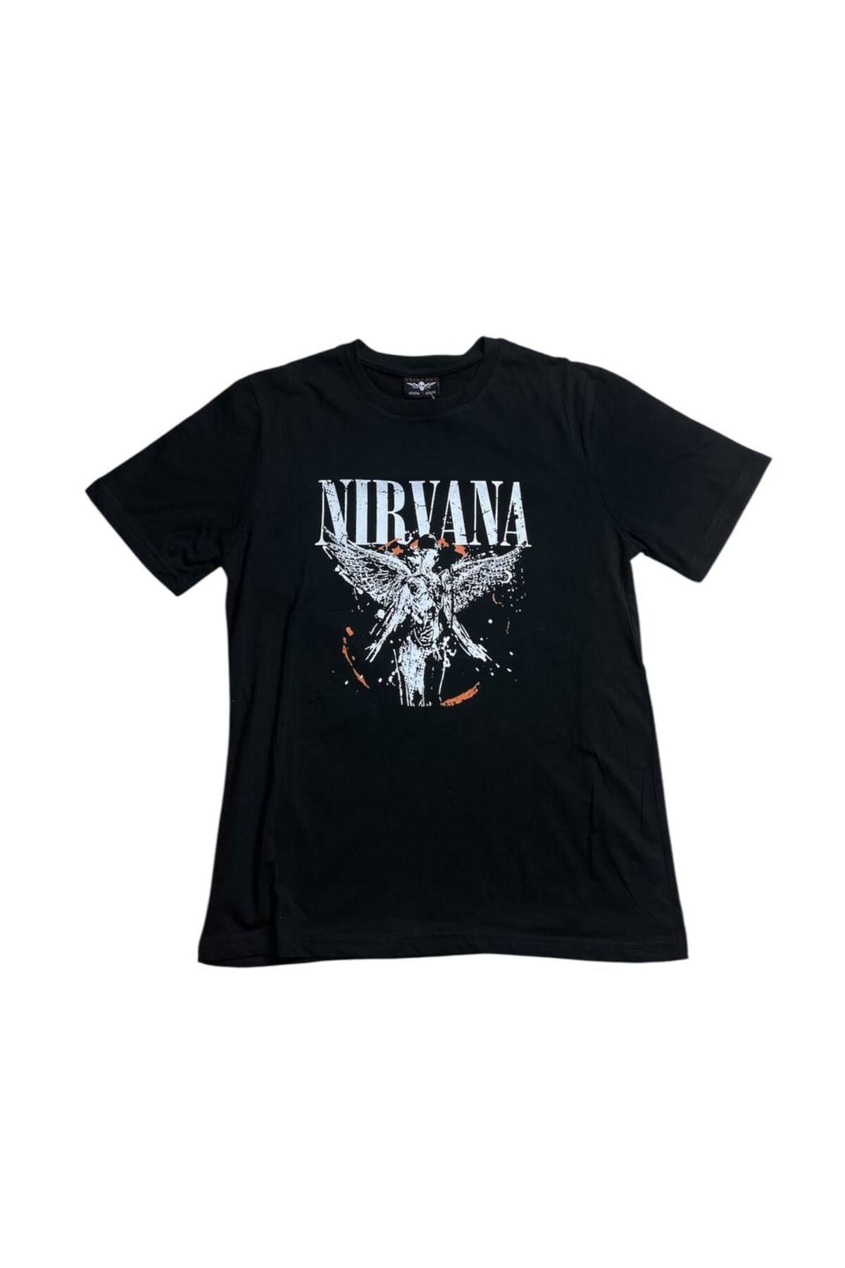 Lucky Boy Melek Nirvana Siyah Kısa Kollu T-Shirt