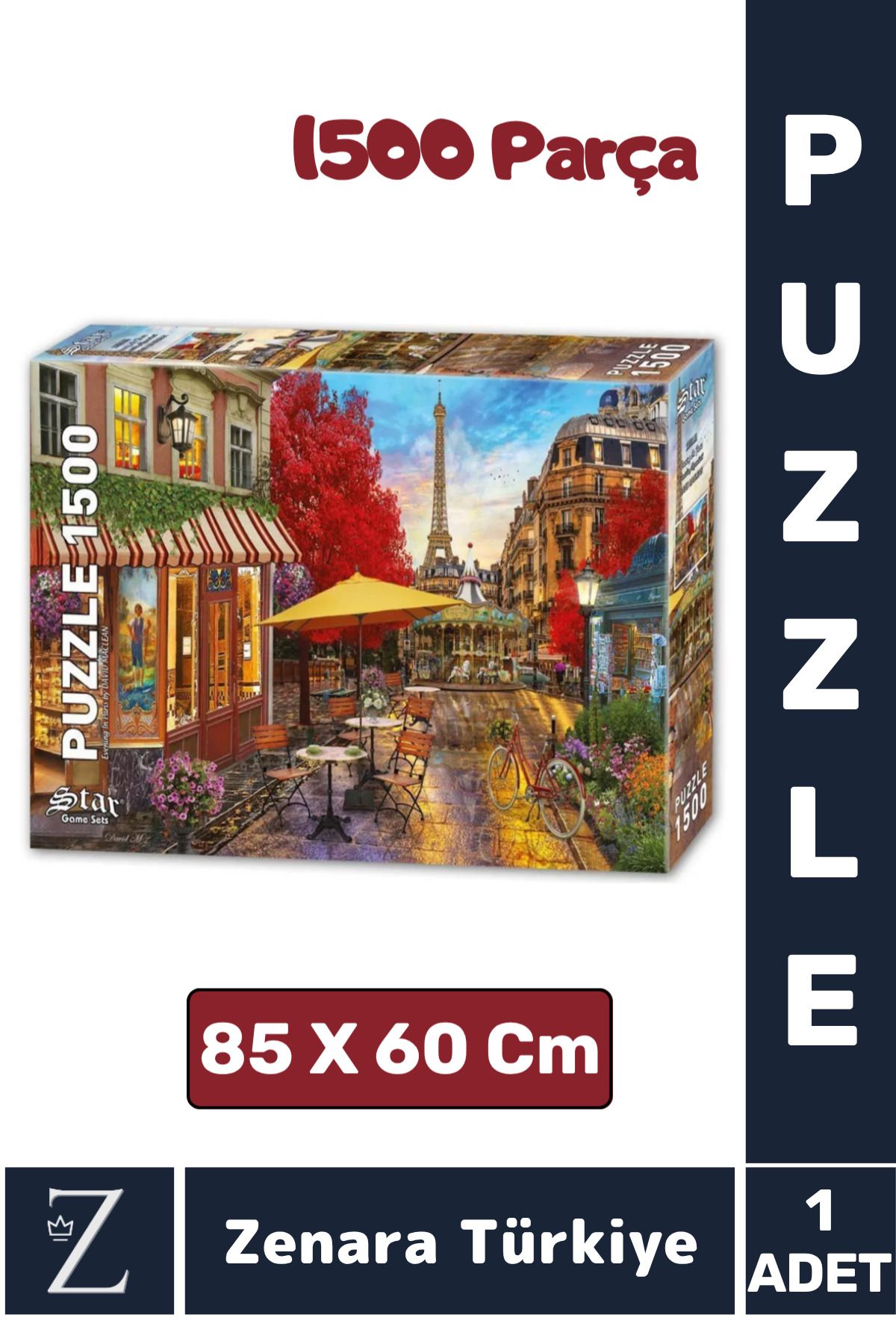 Zenara Eğlenceli Eğitici El Göz Görsel Algı Hafıza Beceri Geliştirici 1500 Parça PUZZLE PARİS'TE AKŞAMÜSTÜ
