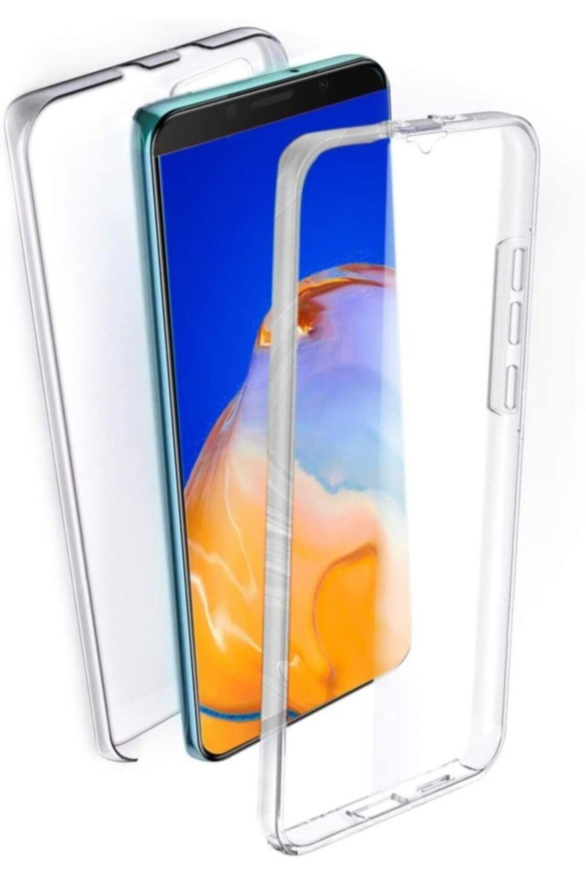 TezMax Huawei Honor 9s Uyumlu 360° Ön Arka Tam Koruyucu Şeffaf Silikon Full Body Kılıf