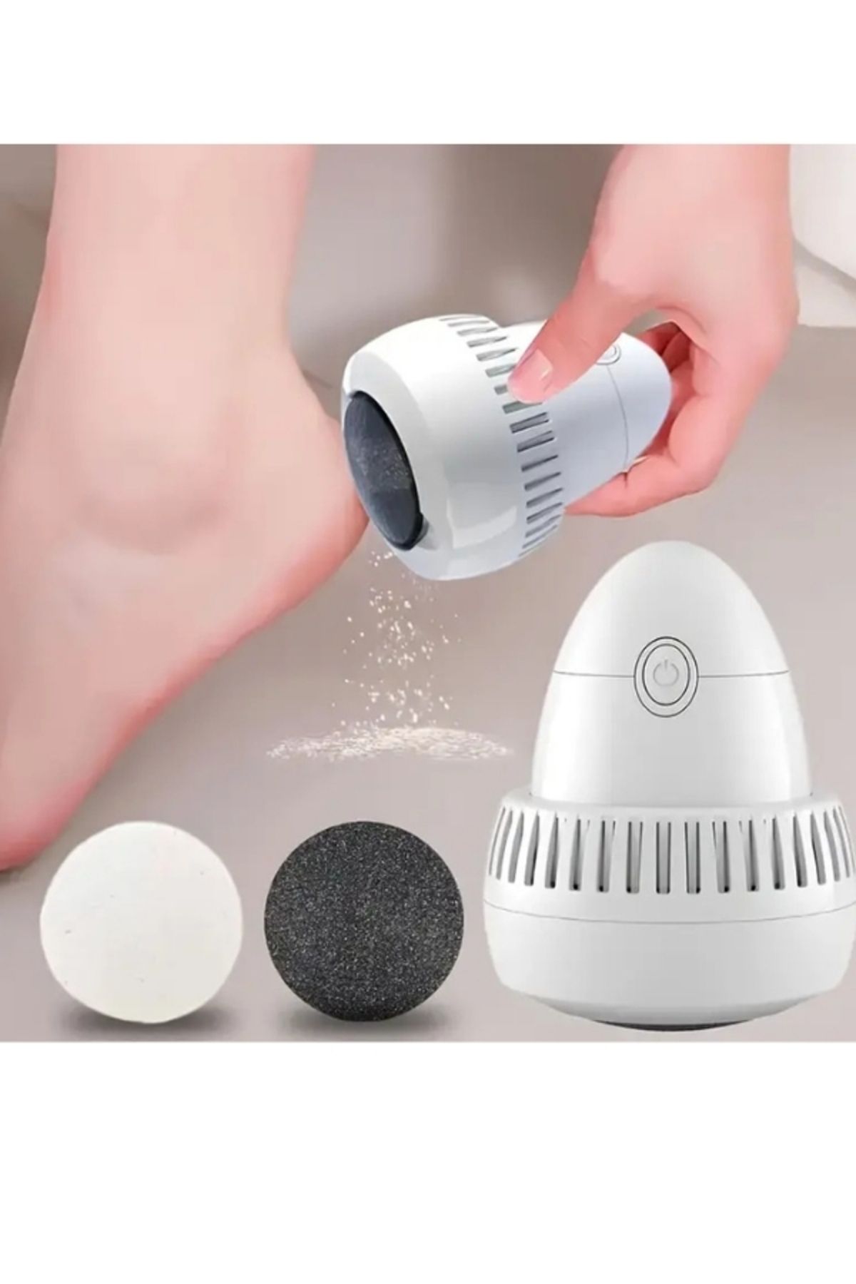 NaturalCharm Elektrikli Ayak Törpüsü Şarjlı Nasır Giderici 2 Başlıklı Ayak Bakım Cihazı Pedikür Makinesi USB Şarj