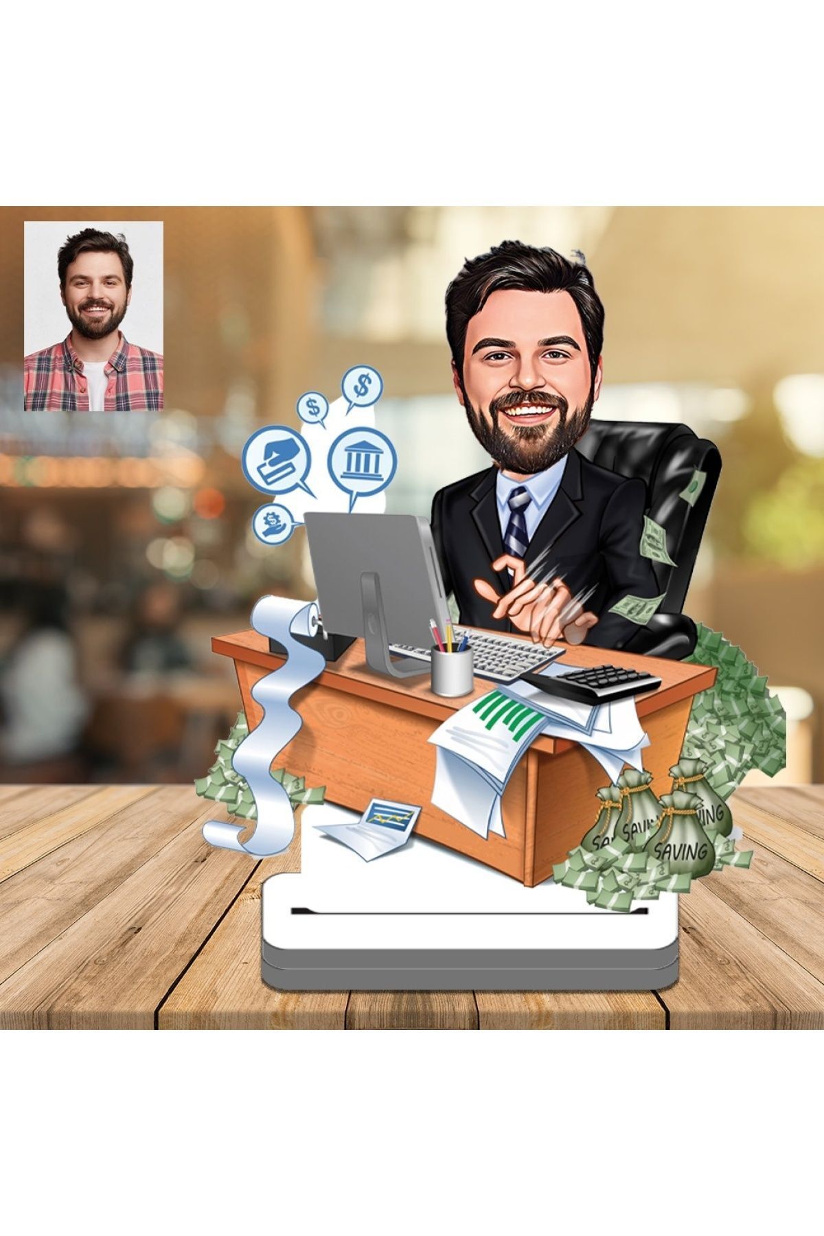 SerenityHaven Müdür Patron Ceo 3D Ahşap Biblo,Sevgiliye Hediye,Doğum Günü Hediyesi