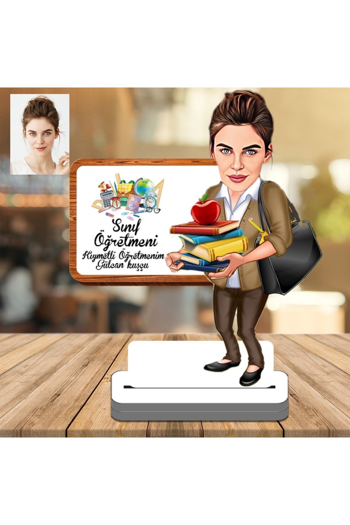 SerenityHaven Sınıf Öğretmeni 3D Ahşap Biblo,Sevgiliye Hediye,Doğum Günü Hediyesi