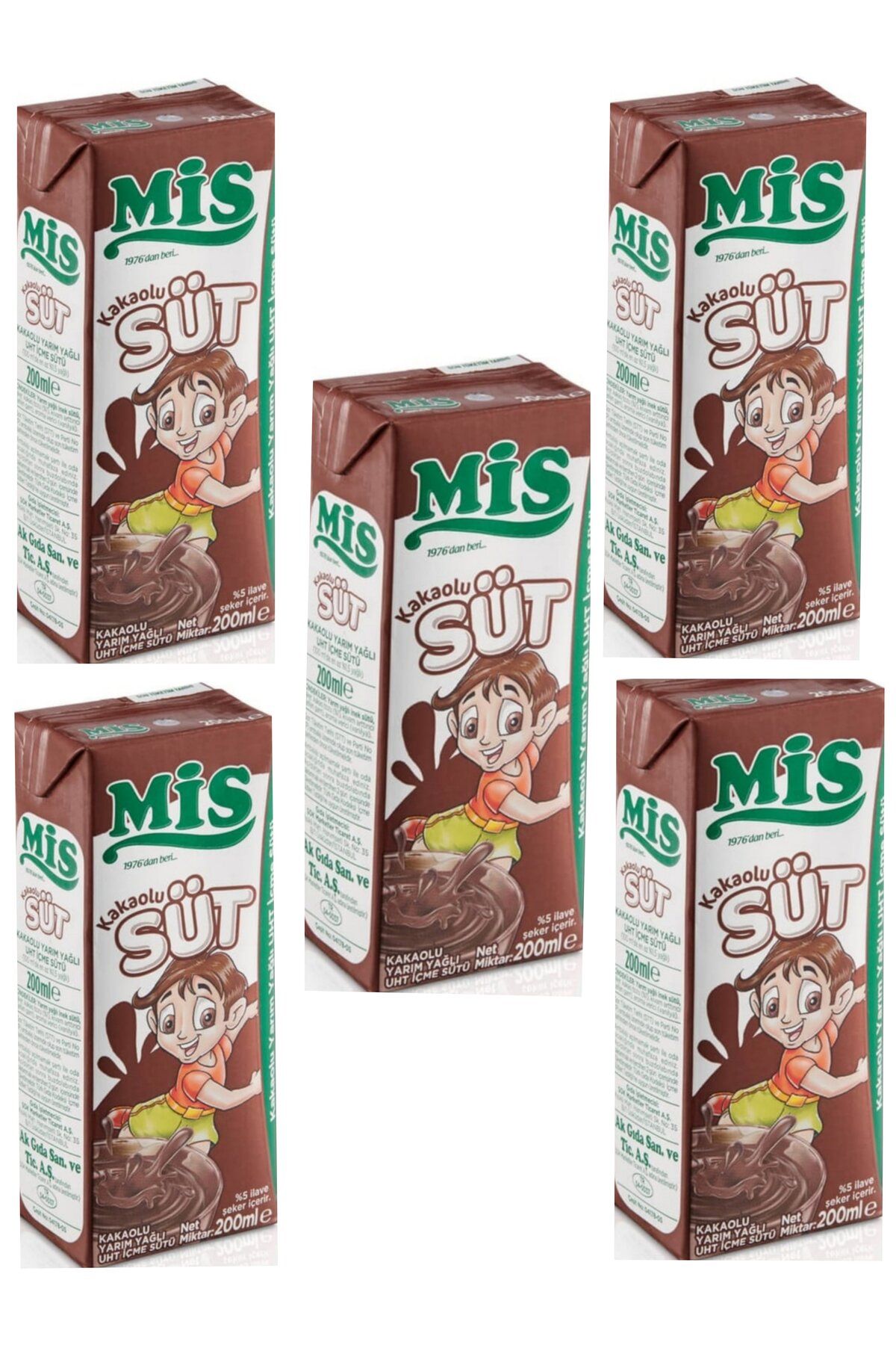 Mis 5’li Paket Kakaolu Yarım Yağlı Süt (200 ml) – Soğuk İçecek Keyfi